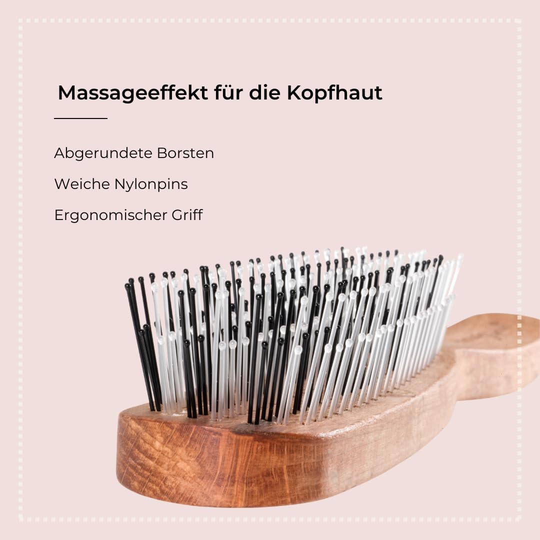 HERCULES S&Auml;GEMANN - 8310 Magic Brush | Hair Brush without Pulling | Hair Detangling Brush with 6 Rows for Men and Women | Colour: Wood image number 2