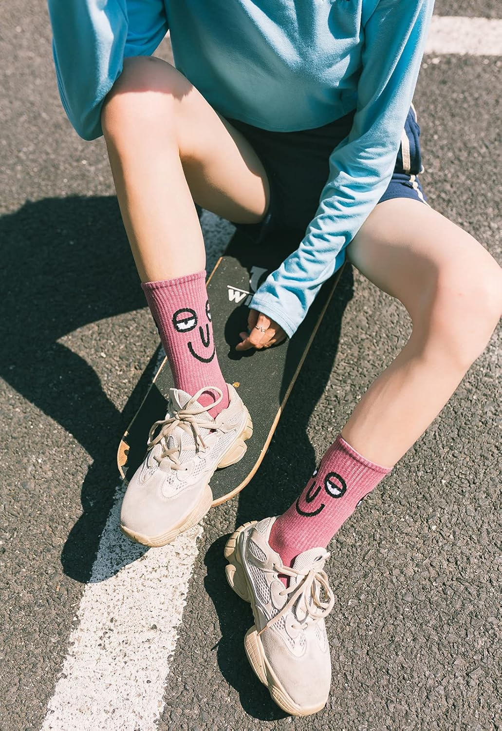 9 Pairs Funny Crew Socks Colorful Combed Cotton Fun Personality Expression Fashion Emotions Socks