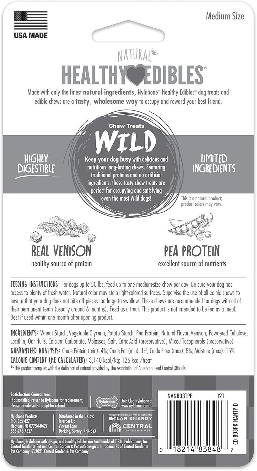 Nylabone Healthy Edibles Wild Venison Antler Dog Chew Treats (Pack of 2) image number 3