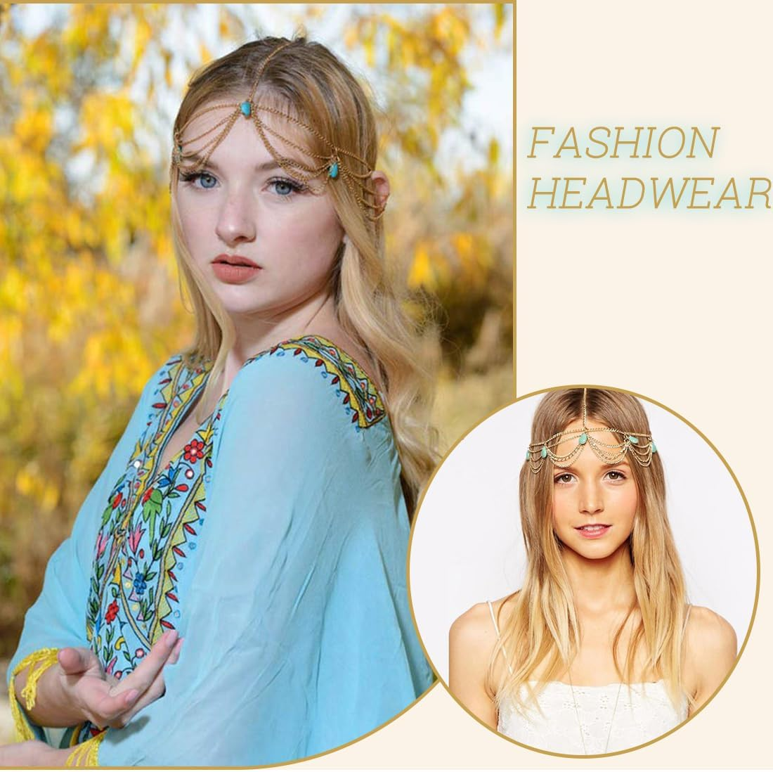 WJRQD Crystal Bridal Head Chain Layered Bridal Headpiece Tassel Rhinestone Headband Hairpiece Festival Wedding Hair Accessories for Women image number 4