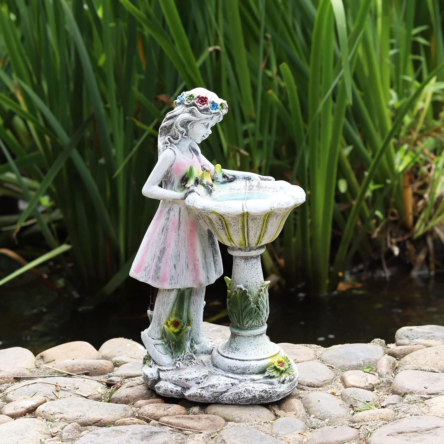 Voveexy Fairy Garden Statue, Solar Garden Angel Figurine Outdoor Decoration Waterproof Resin Garden Sculpture for Patio Yard Lawn Porch Art Decoration Ornament Housewarming Christmas Birthday Gift image number 6
