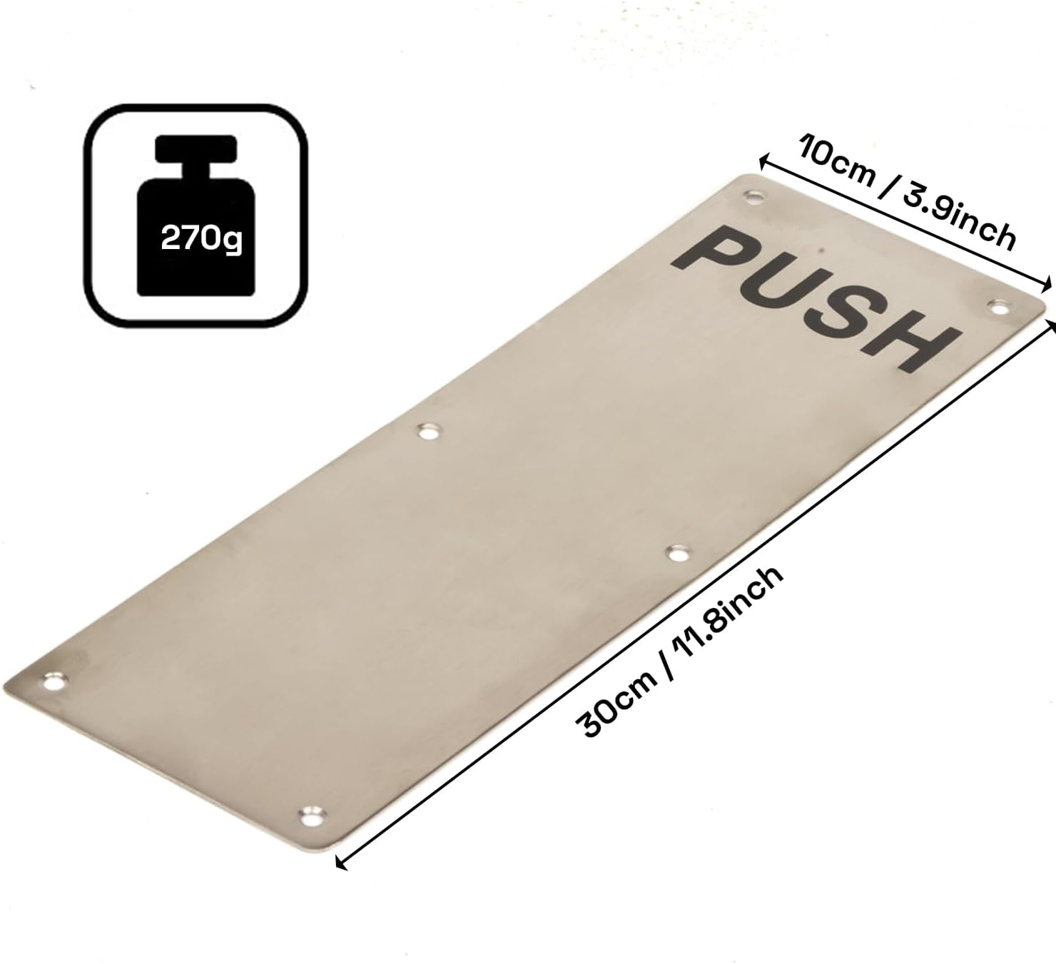 304 Stainless Steel Commercial Door Pull Push Handle Plate Set for Bathrooms, Stairwell Fire Doors Etc image number 3