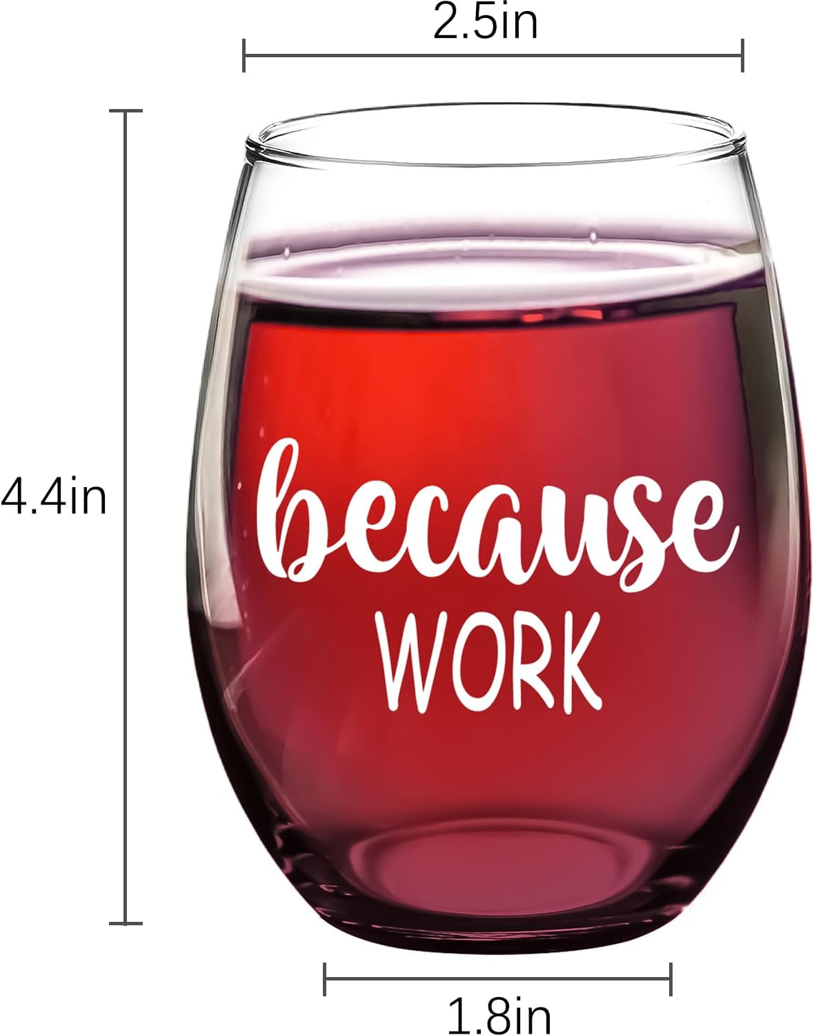 Fatbaby Funny Wine Glass for Coworker Boss Lady Secretary,Work Besties, Humorous Christmas Office Gag Gift, Because Work Stemless Wine Glass for Employee Friends 15OZ - Because Work image number 5