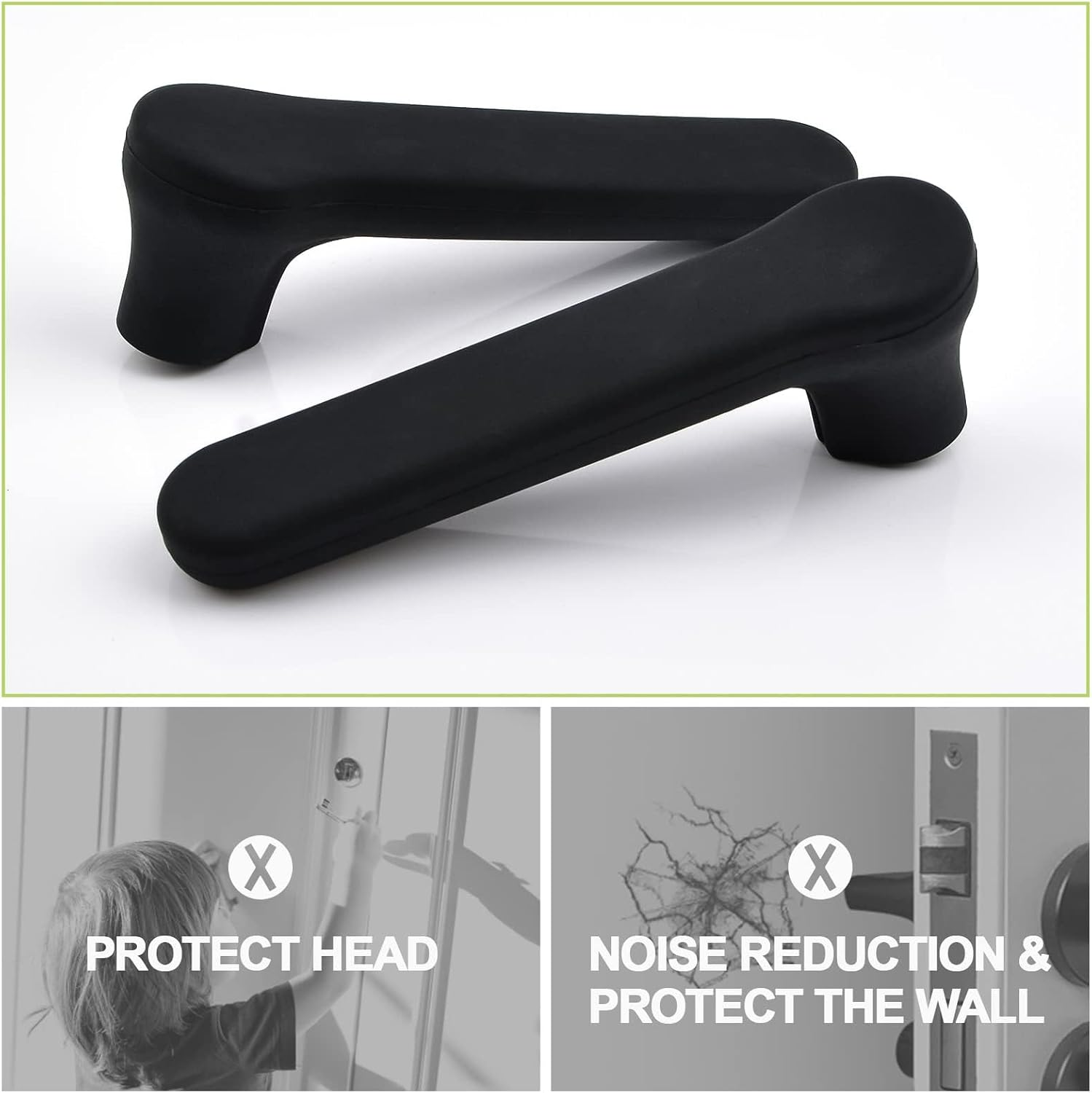MJIYSGS Door Handle Covers, 4Pcs Matte Black Silicone Door Handle Glove Covers Door Knob Covers Anti-Static Safety Door Lever Protectors for Flat Square Door Levers 150 * 45Mm (4 Pcs Black) image number 6