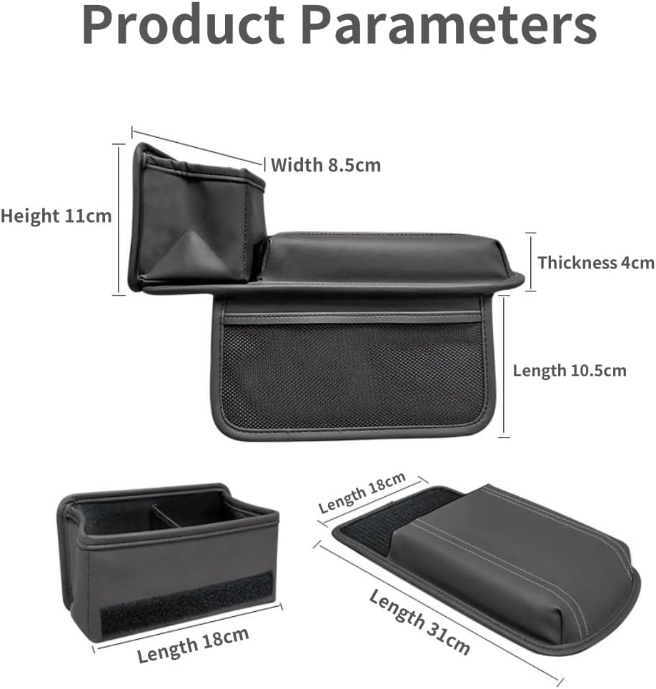 Raksonic Car Center Console Cover Drink Holder Multifunctional Storage Leather Car Armrest Cover Waterproof and Wear Resistant Memory Foam Suitable for Most Cars Black image number 3