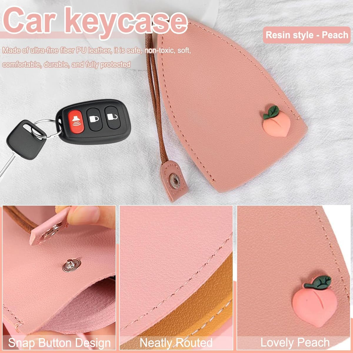4 PCS Key Bag,Car Key Case,Pu Leather Key Organizer Pouch for Luggage & Travel Gear/House image number 4