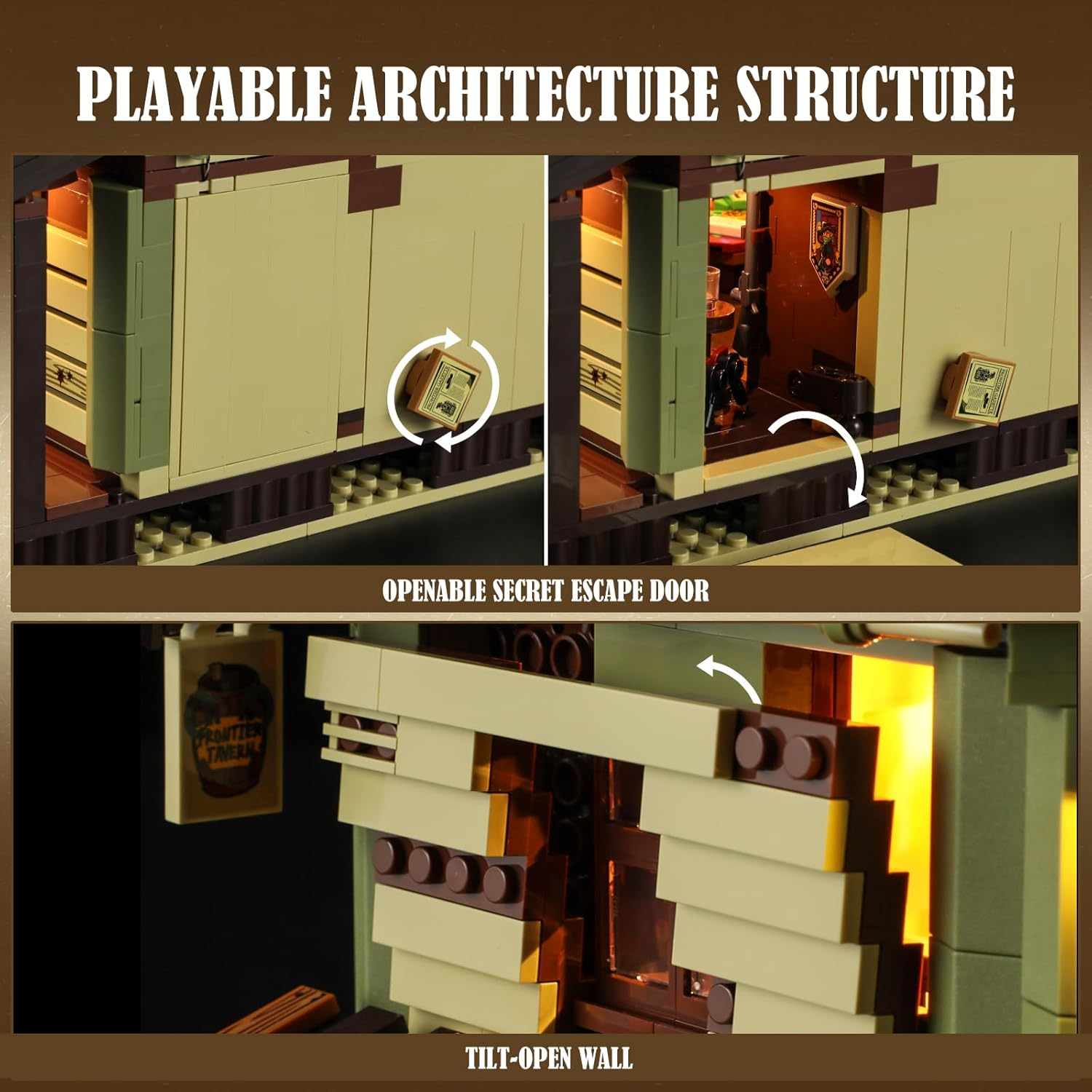 FUNWHOLE Western-Saloon Lighting Building-Bricks Set - the Old West Saloon LED Light Construction Building Model Set 2026 Pcs for Adults and Teen, F9021 image number 2