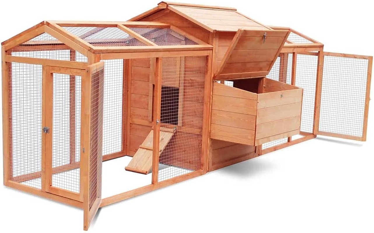 Petscene Chicken Rabbit Coop Wood Hen House Hutch Poultry Cage 284Cm image number 3