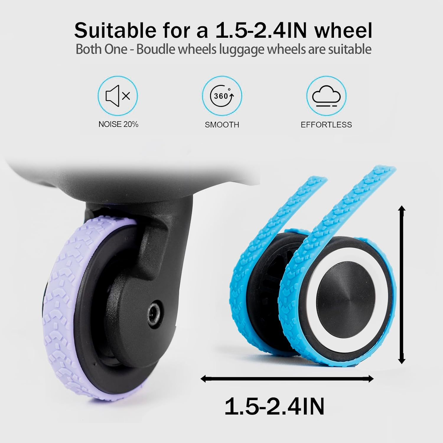 Sfrvkly 8 Pack Luggage Wheel Covers,Adhesive Silicone Silent Luggage Wheel Suitcase Wheel Covers Protector Covers Cover for Carry-On Luggage 2-3 Inches - Blue image number 7