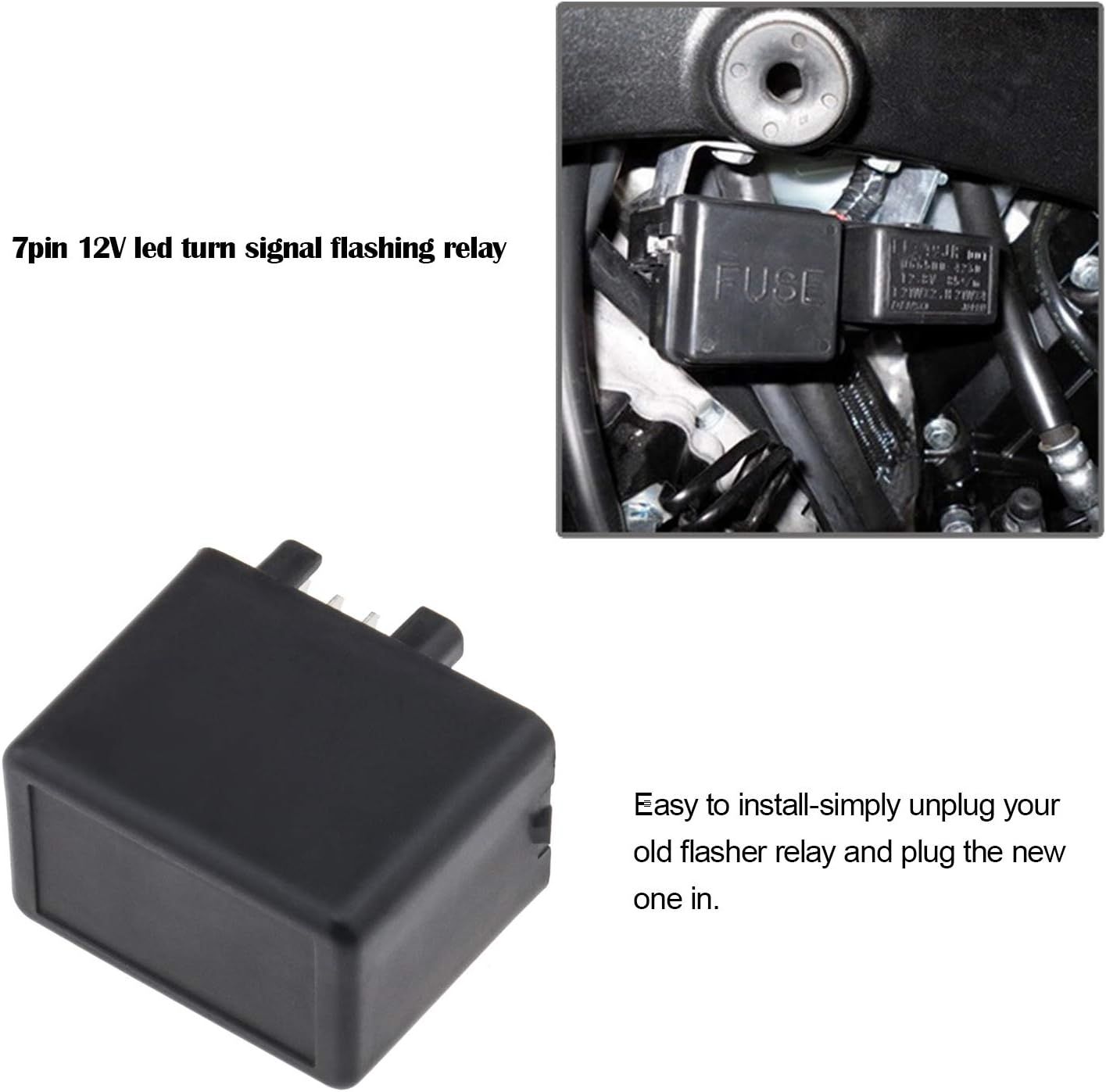 Emsea 7 Pin 12V LED Indicator Flasher Relay Compatible with Suzuki Compatible with GSXR 600 750 1000 GSF 650 image number 3