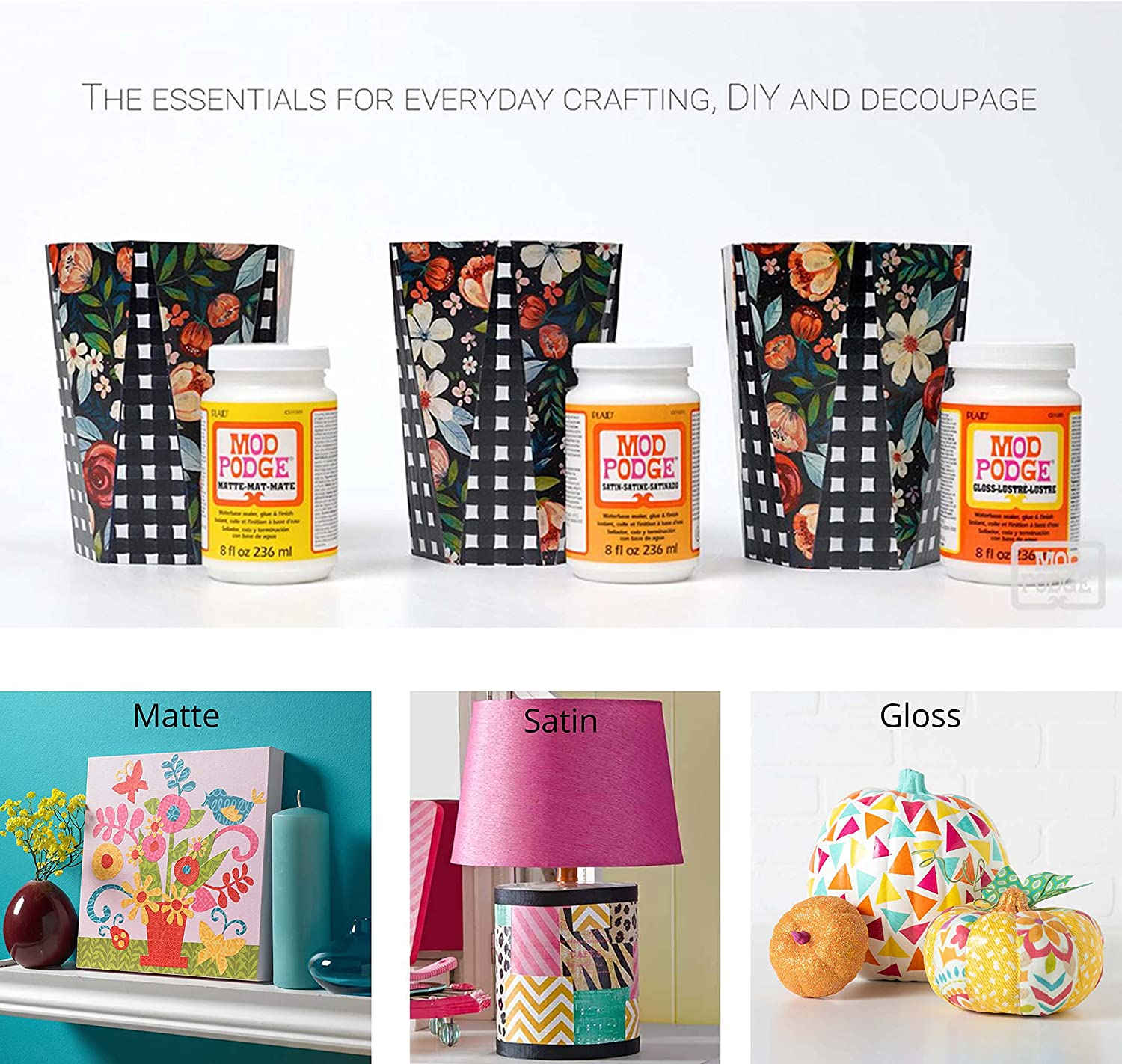 Mod Podge Matte Sealer, Glue & Finish: All-In-One Craft Solution- Quick Dry, Easy Clean, for Wood, Paper, Fabric & More. Non-Toxic - Craft with Confidence, Made in USA, 8 Oz., Pack of 1