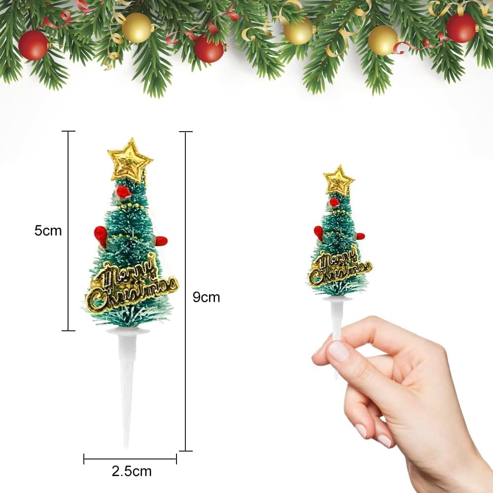 Pack of 12 Christmas Cupcake Toppers, Cake Decoration, Merry Christmas Mini Cake Topper, Christmas Tree Cake Topper, Cake Decoration for Xmas Party image number 6