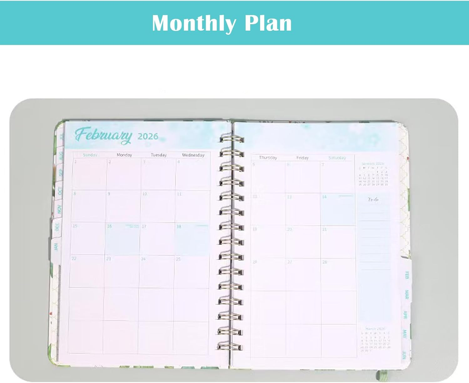 Lejapwat 2025 Planner with Monthly Tabs, Weekly and Monthly Diary Notebook, A5 Hardcover Planner with Inner Pocket from July 2025-June 2026 (Colorful Roses) image number 5