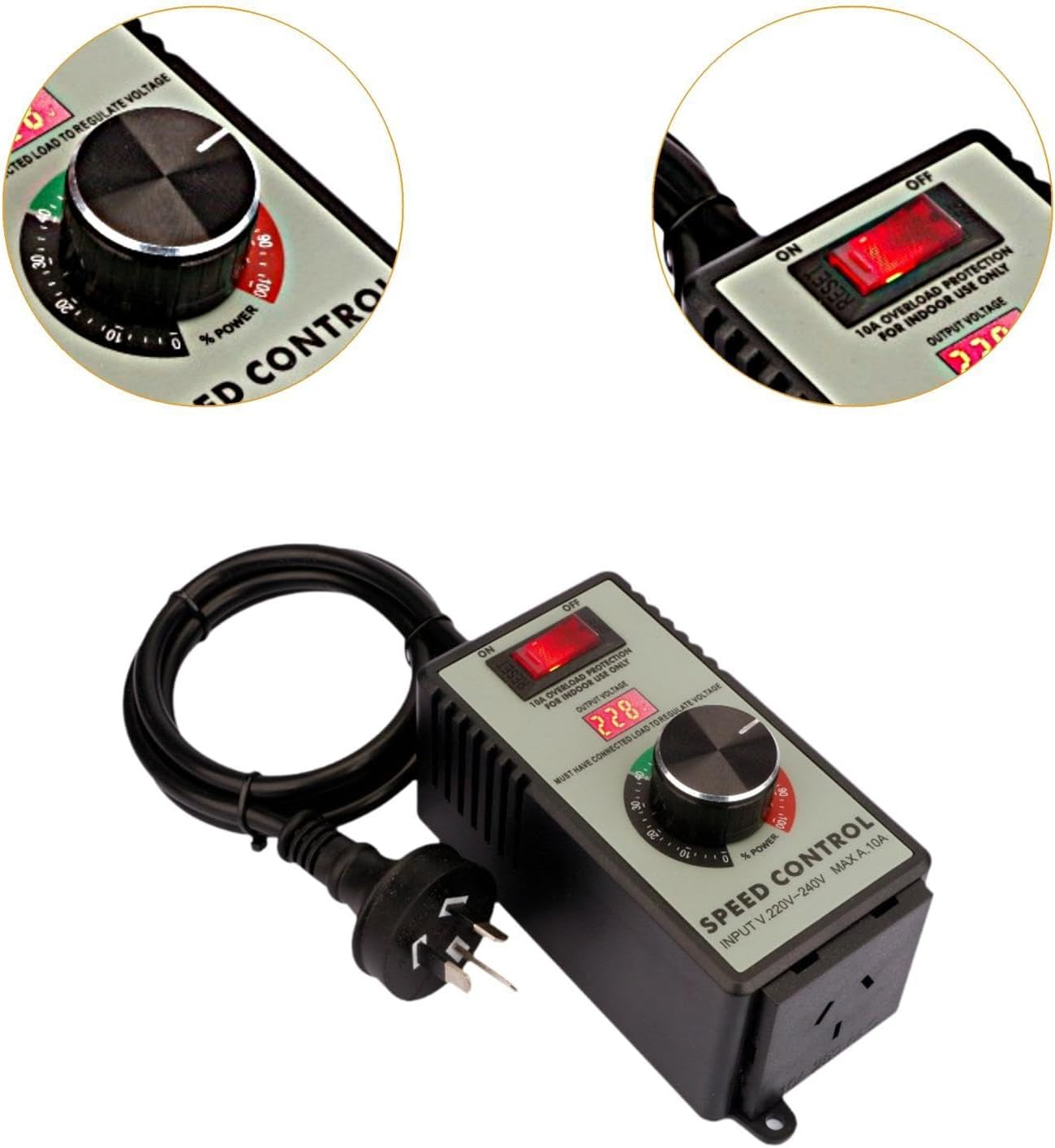 Qianly Motor Speed Controller Speed Regulator 220V-240V Professional Power Tool Speed Control LED Display Fan Speed Adjustment image number 5