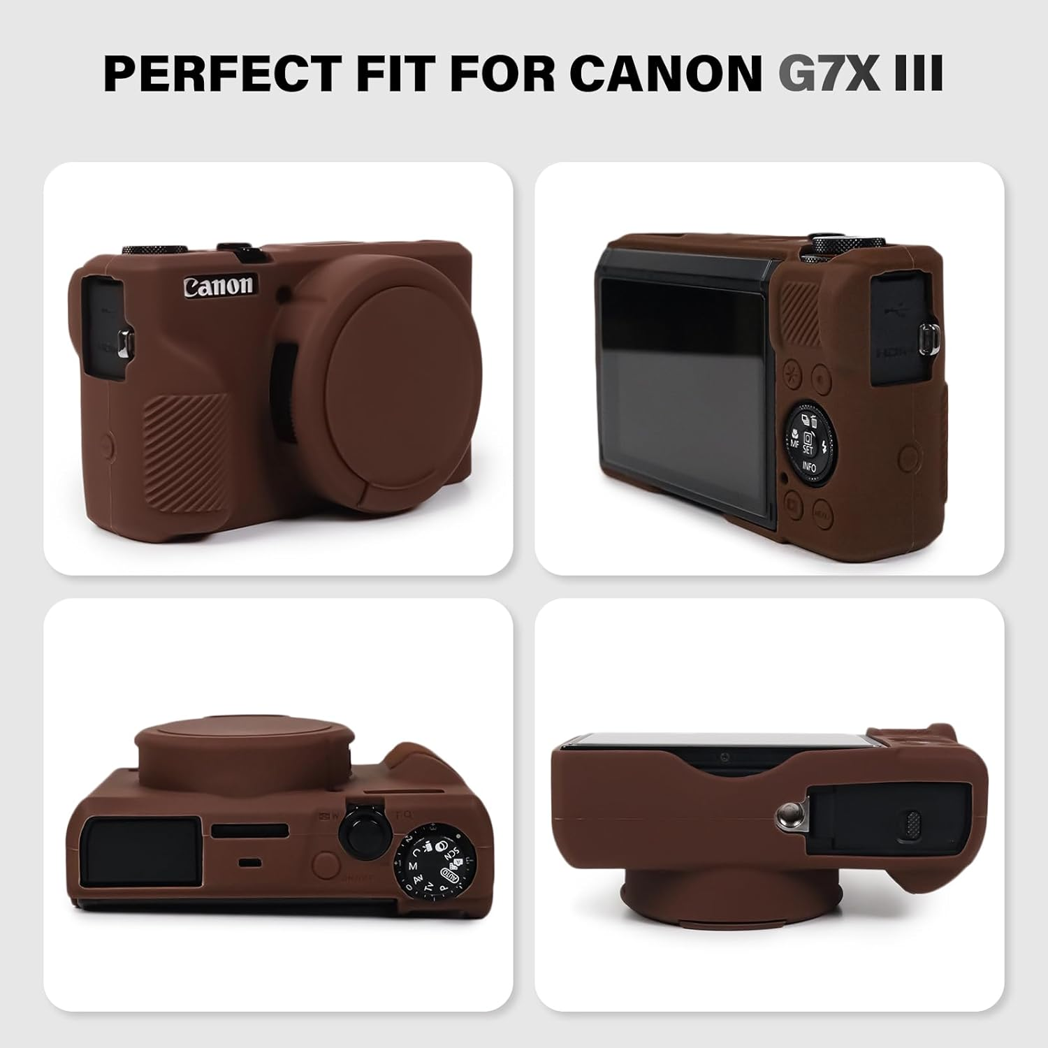 TYUANDOUER G7X Mark III Case & LCD Screen Protector Accessories Kit, Soft Silicone Case for Canon Powershot G7X Mark III Camera, Lightweight Protective Case Cover for G7X3 G7XIII - Dark Brown image number 6