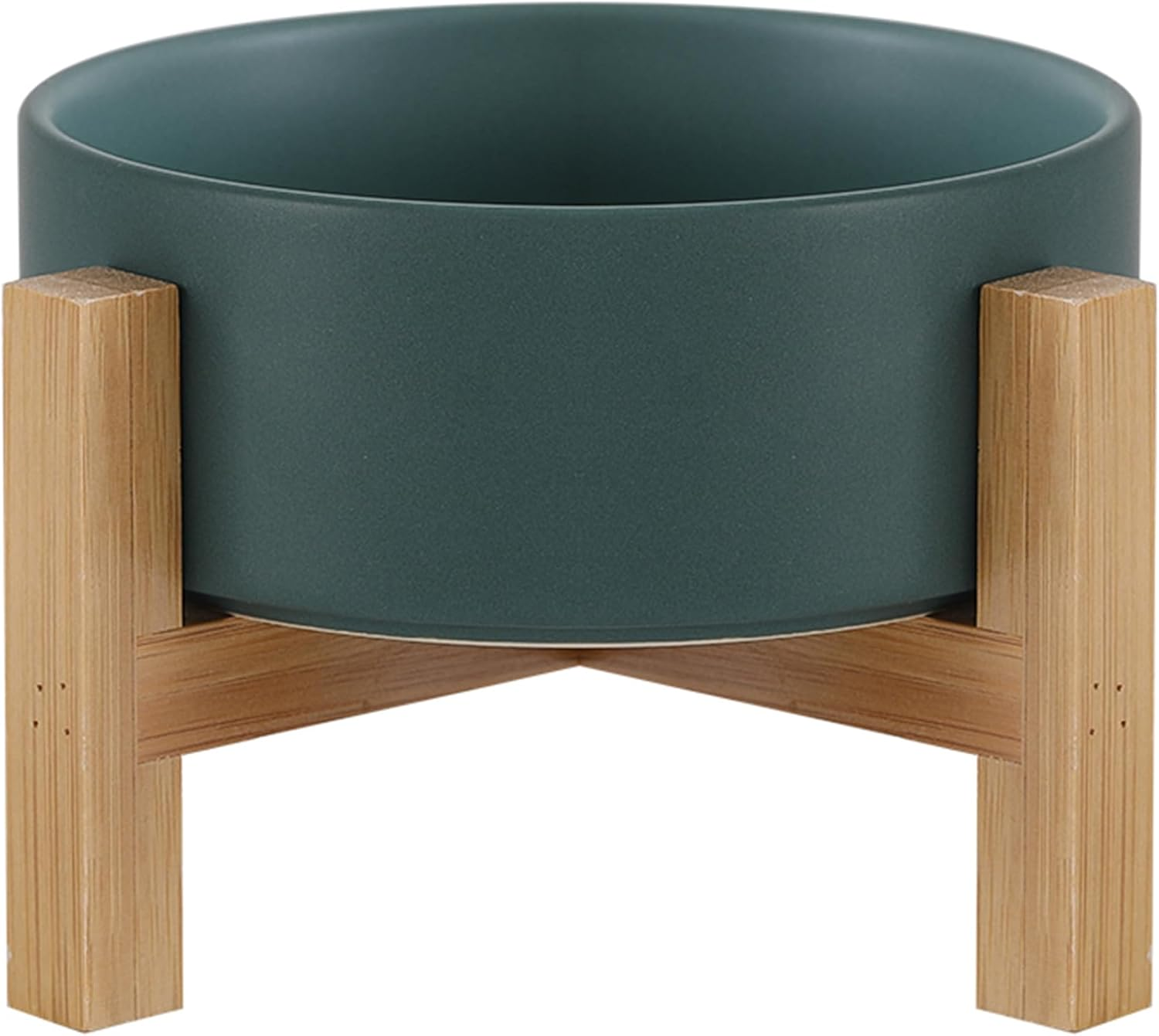 White Ceramic Elevated Raised Cat Bowls,Cat Food Dish with Stand, Raised Cat Food or Water Bowls anti Vomiting,Pet Bowl with anti Slip Rubber Pad,Stress Free for Cats and Small Dogs（400Ml/13.5Oz)