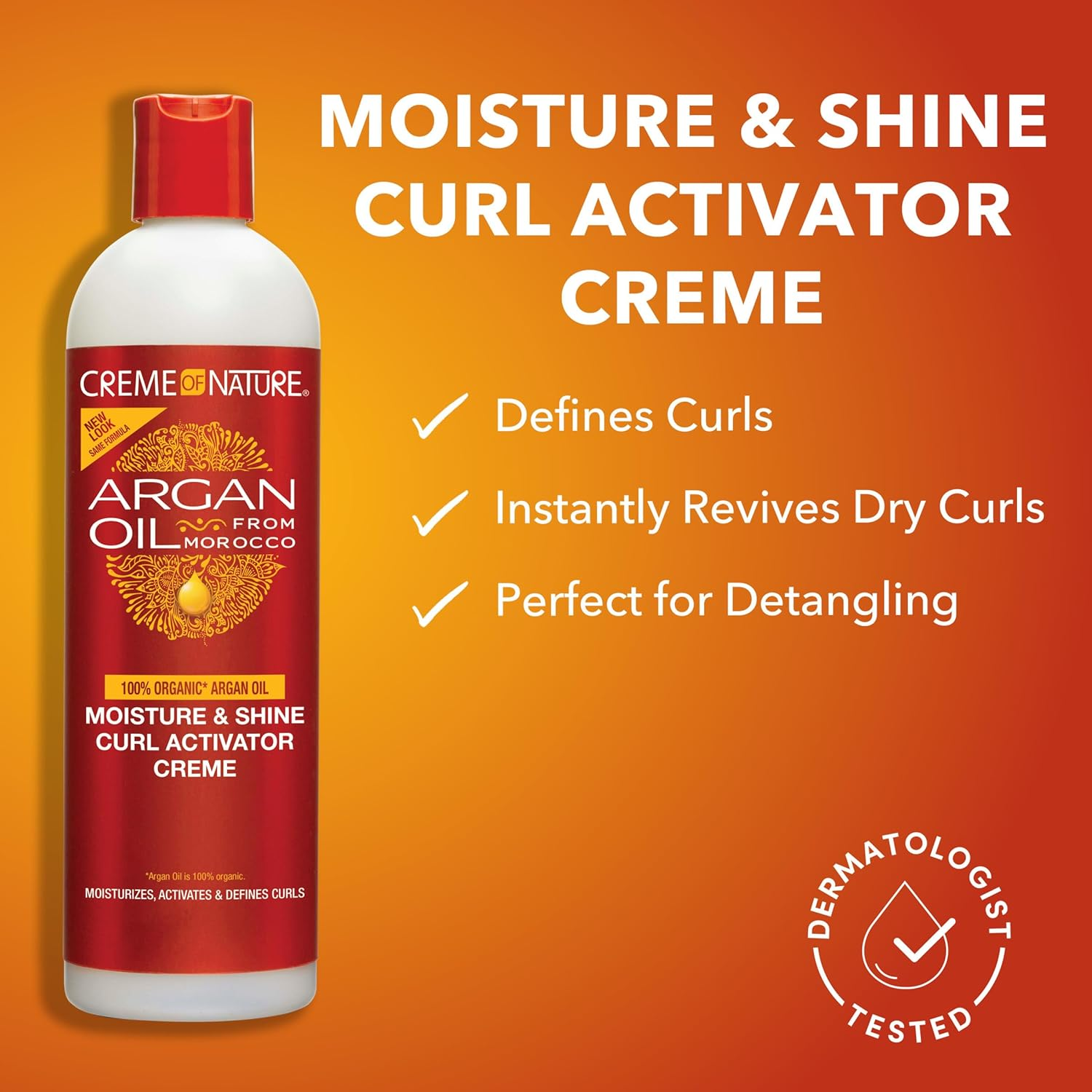 Creme of Nature, Argan Oil Moisture & Shine Curl Activator Cr&egrave;me, Argan Oil of Morocco, 12 Fl Oz image number 1