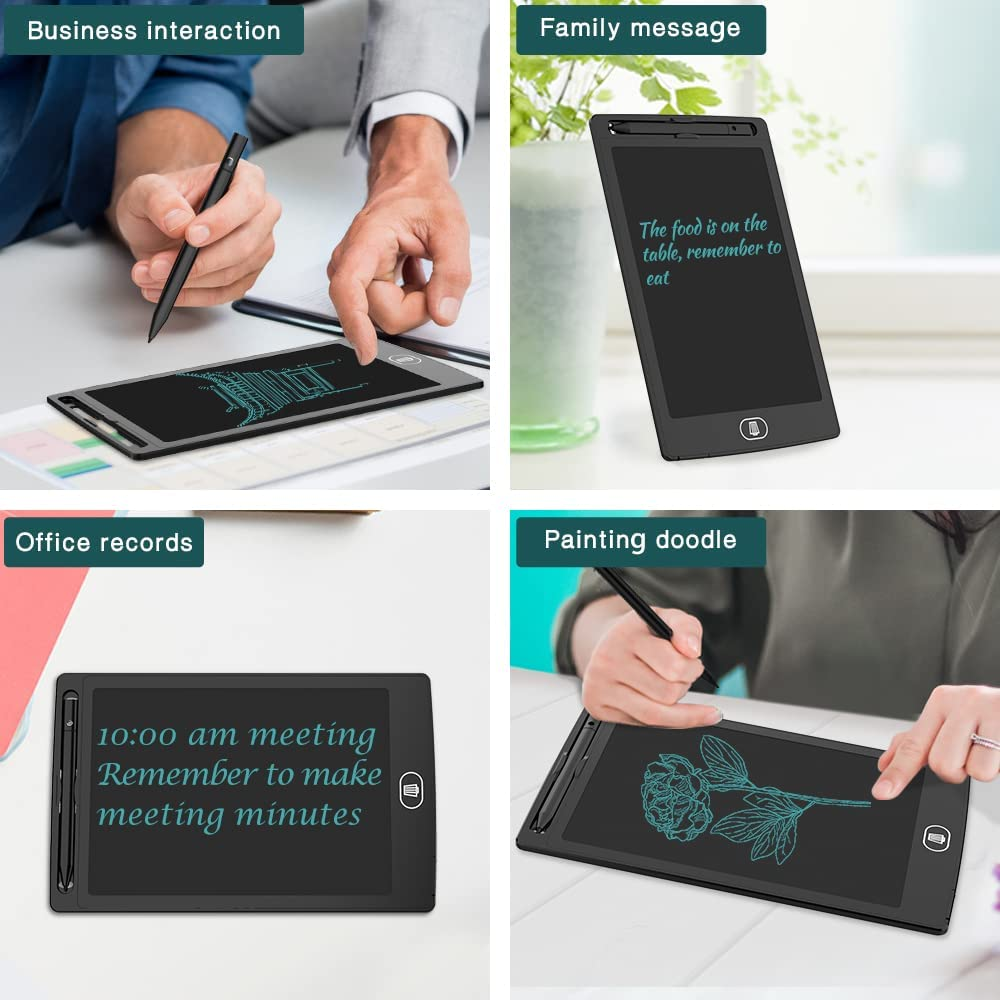 [2 Pack] TIQUS LCD Writing Tablet Pad 8.5 Inch Ewriter Electronic Board and Memo Notes for and Adults at Home School and Office Middle Stylus (Black) image number 3