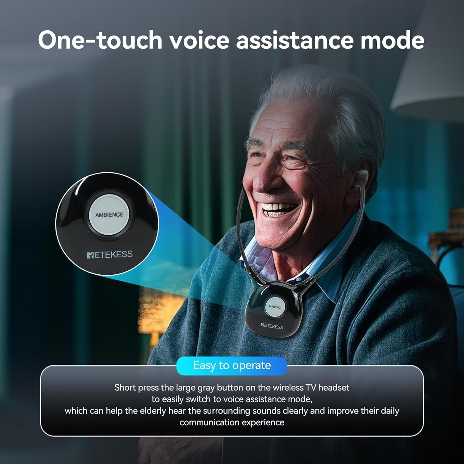 Retekess TA008 Wireless Headphones for TV, Digital Headset System, TV Ears with Sound Amplifier,For Hard of Hearing Seniors,Two Battery for Long Time TV Watching,100Ft Long Range, Support Most Tvs image number 5