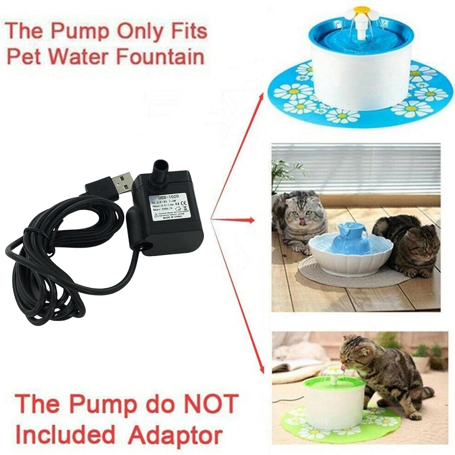 #N/A Pet Water Fountain Replacement Pump - Works for Ceramic Dog and Cat Drinking Fountains Pet Supplies image number 6