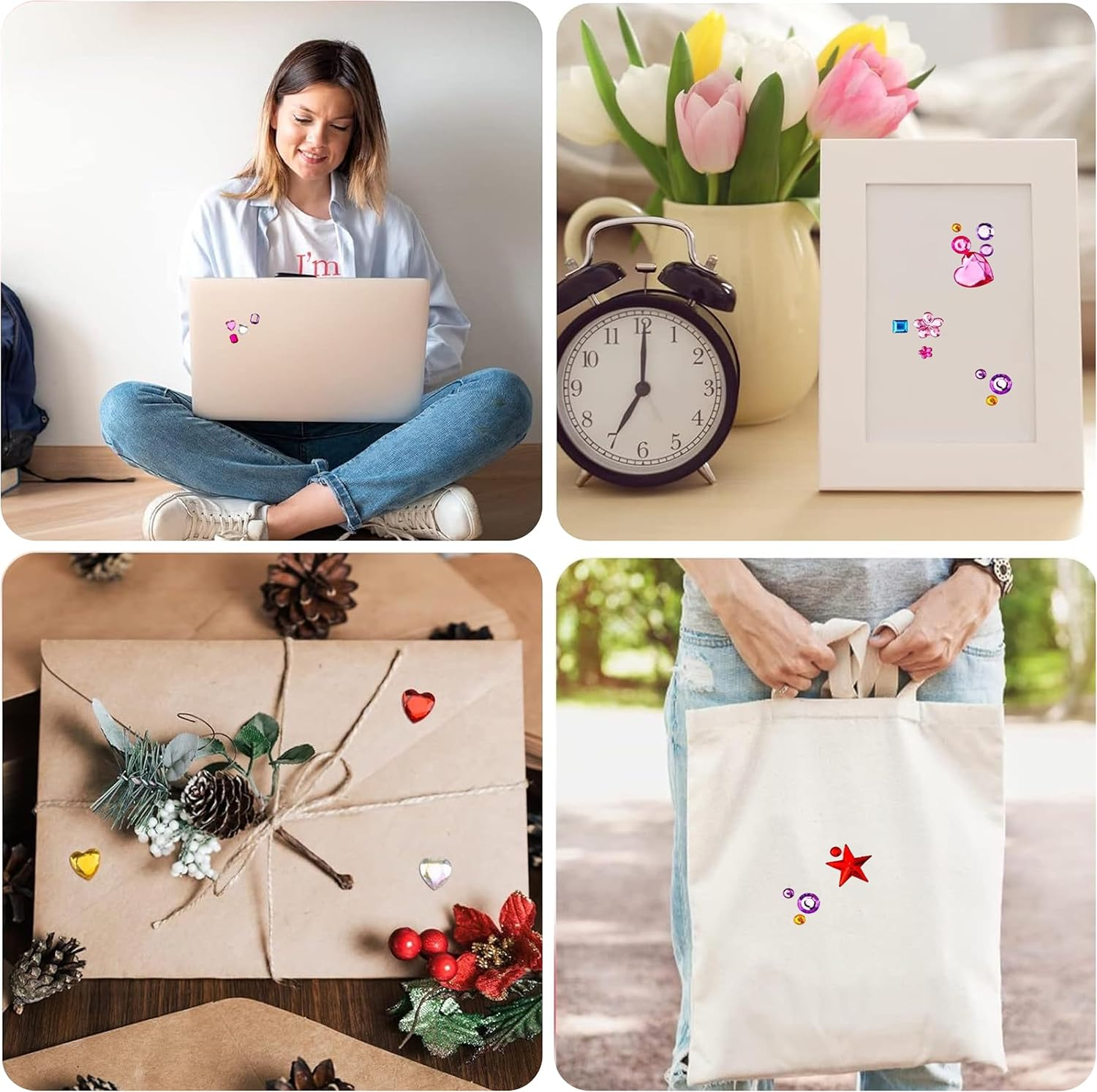 Self-Adhesive Glitter Stones, 3500 Pieces, Rhinestones, Self-Adhesive, Glitter Stones, Face, Acrylic, Colourful, Self-Adhesive Gemstones for DIY Make-Up, Eyes, Nails, Various Sizes image number 1