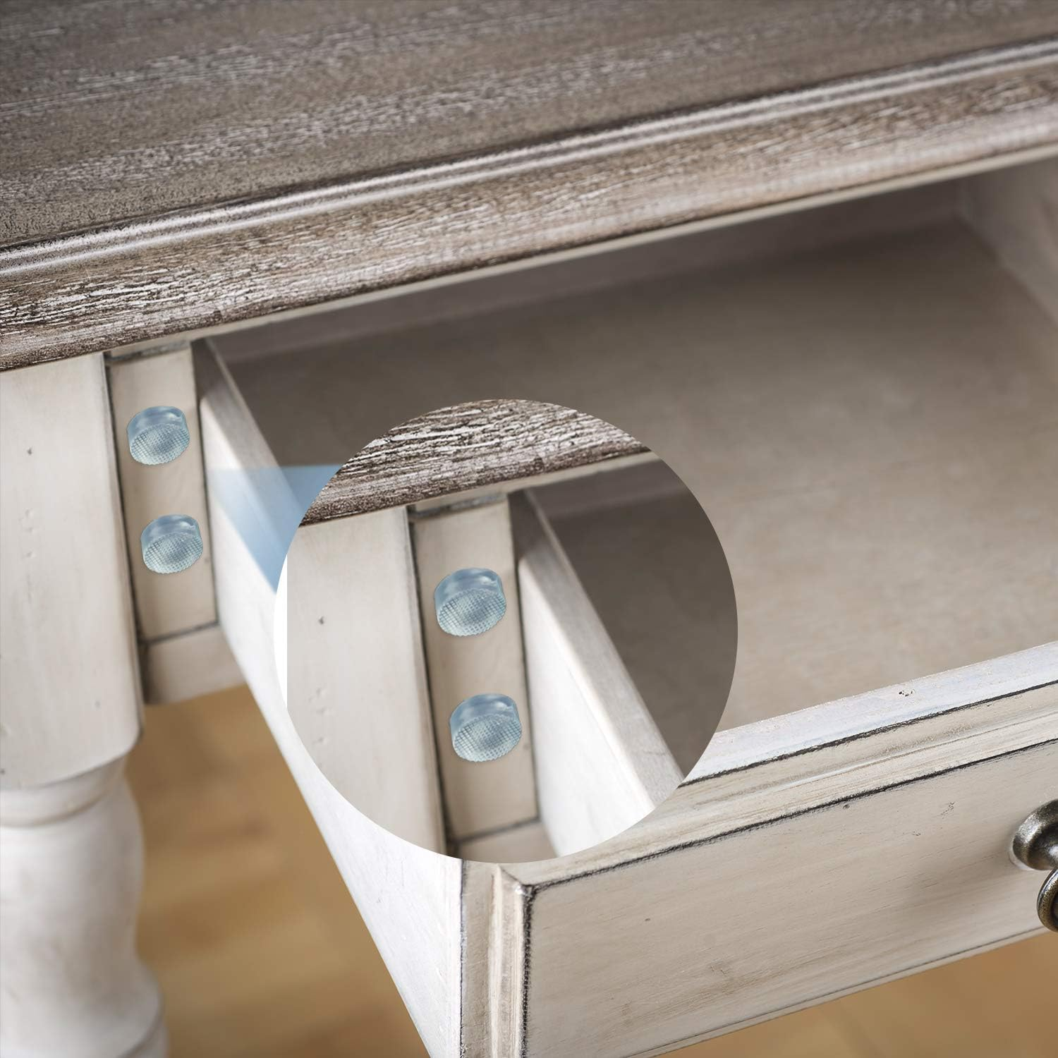 Glass Table Top Bumpers with Stem 5 Size Clear Rubber anti Slip Pads Non Adhesive Glass Table Rubber Grippers for Furniture Cabinet Door(150 Pieces)