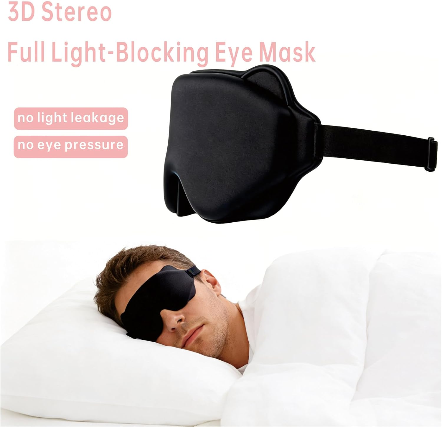 Sleep Mask for Men & Women, 3D Blackout Eye Mask for Sleeping, No Eye Pressure, Soft & Comfortable Eye Blinder for Travel Naps image number 5