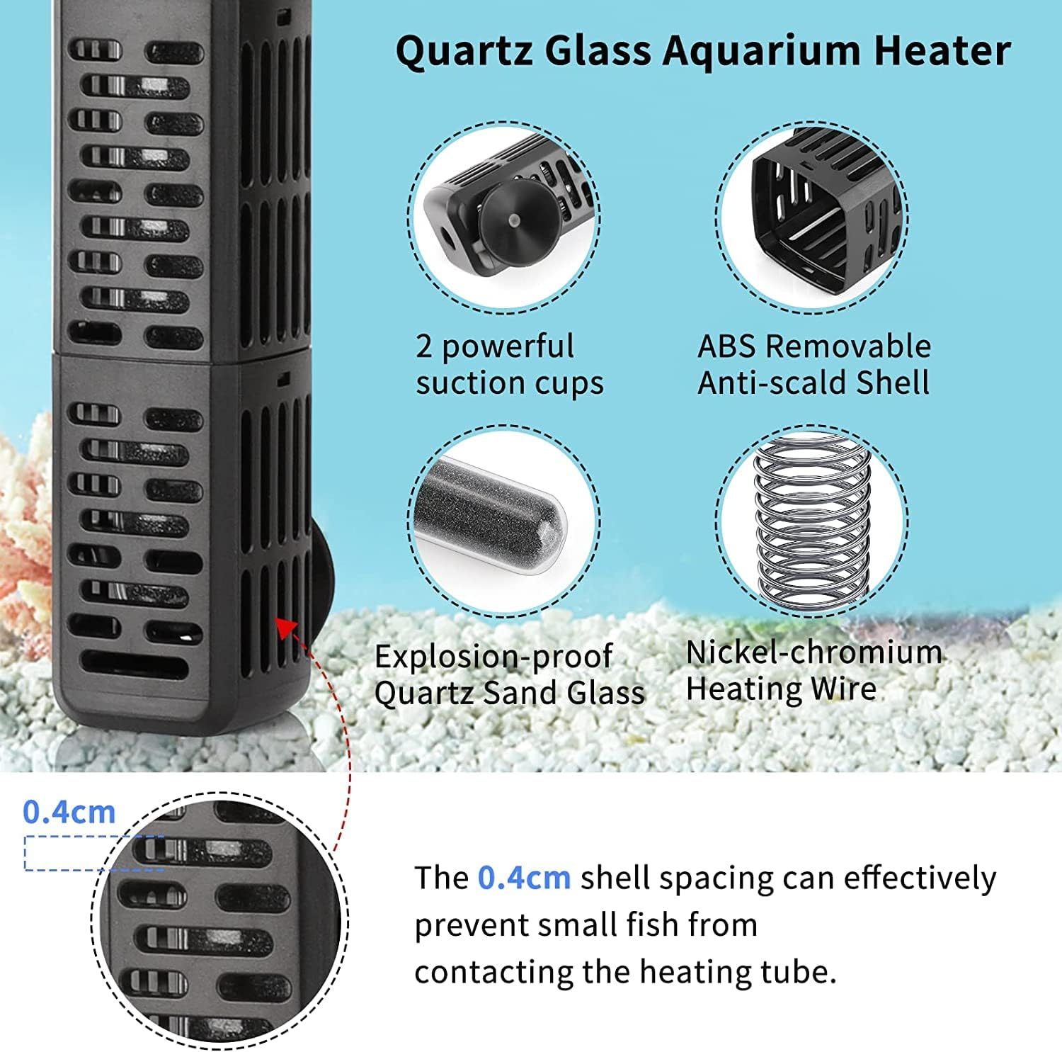 Hitauing 300W Aquarium Heater, 300W Submersible Fish Tank Heater with Over-Temperature Protection and Automatic Power-Off When Leaving Water for Saltwater and Freshwater (AU Plug Included) image number 2