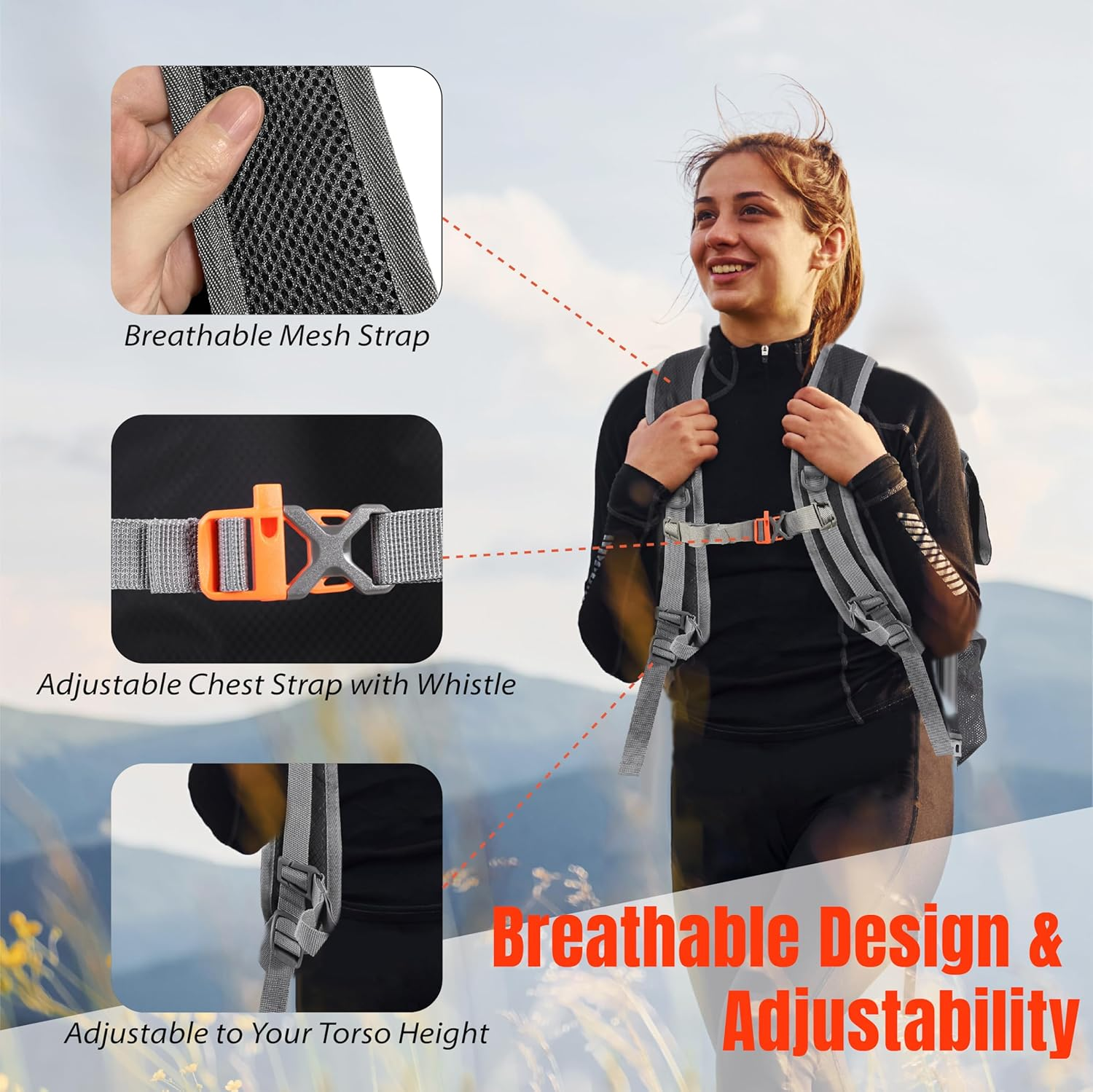 TREKOLOGY 30L Lightweight Hiking Backpack for Women and Men, Foldable Day Pack, Compact and Water-Resistant Daypack for Travel, Outdoor Adventures, Small Packable Sac &Agrave; Dos Randonn&eacute;e for Travel image number 3