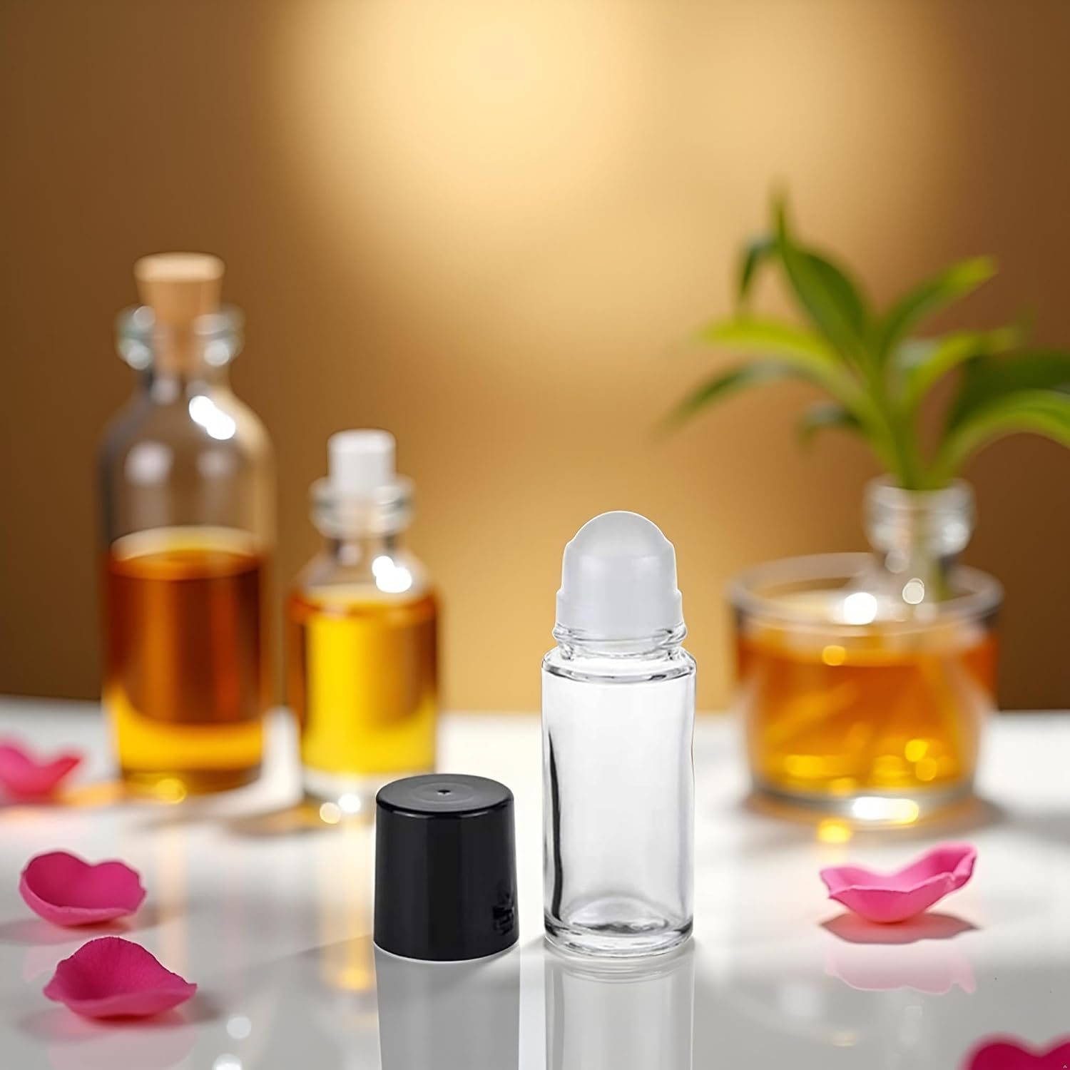 Juroicessry 2Pcs Black 30ML Clear Empty Glass Essential Oil Roller Bottles Vials Containers Refillable Roll-On Bottle,Refillable Cosmetic Containers Refillable,Roller Bottles,Tools and Accessories image number 3