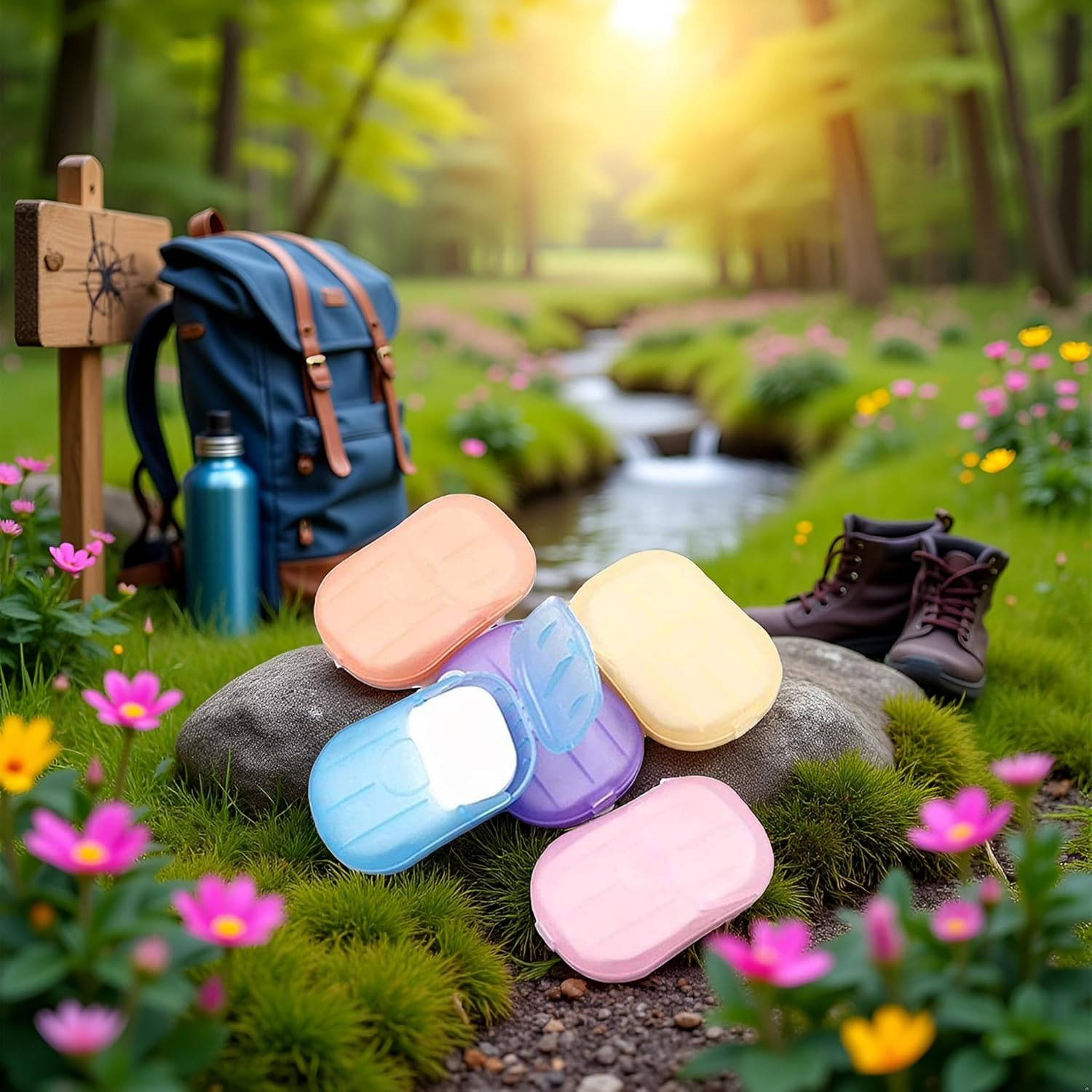 5 Boxes Colorful Disposable Soap Paper Hand Cleaner Fragrance Mini Color Soap Paper for School Indoor,Outdoor,Travel,Camping Hiking,Paper Soap,Travel Soap,Paper Soap for Travel,Foot and Hand Care