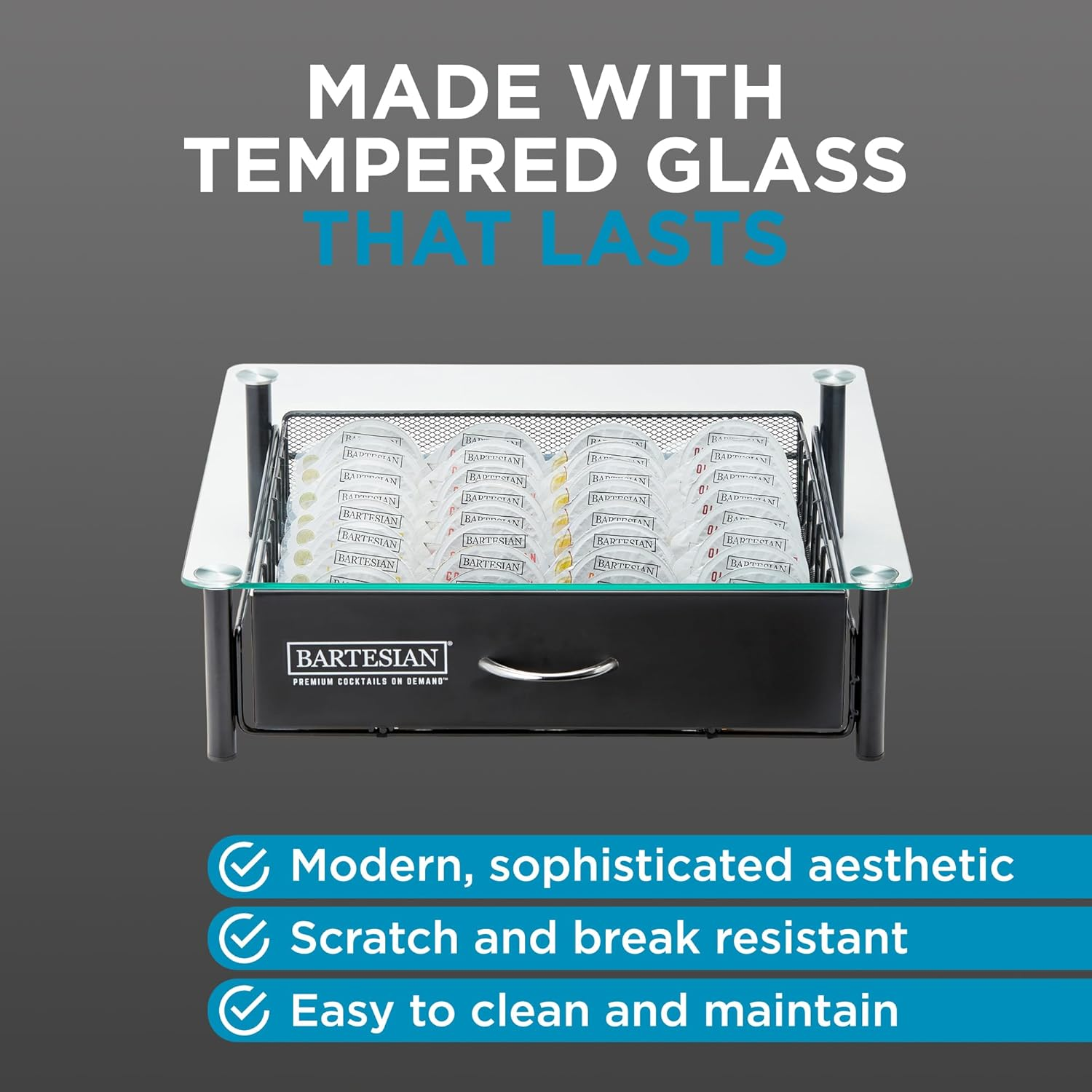 Bartesian Cocktail Capsule Storage Drawer Organizer - Stylish Mixology Cocktails Drink Mixer Holder Dispenser - Home Bar Accessories for Cocktail Maker Machine - Holds up to 36 Capsules image number 5