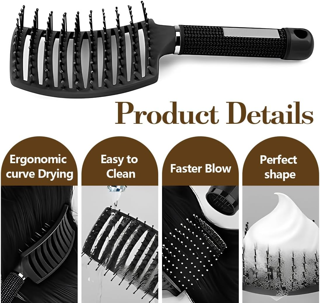 1 Piece Hair Brush without Pulling for Men and Women, Detangling Brush Also for Curls and Long Hair, Unique Professional Detangler Brush, Hair Brush, Professional Detangling Brush with Handle, Hair image number 4