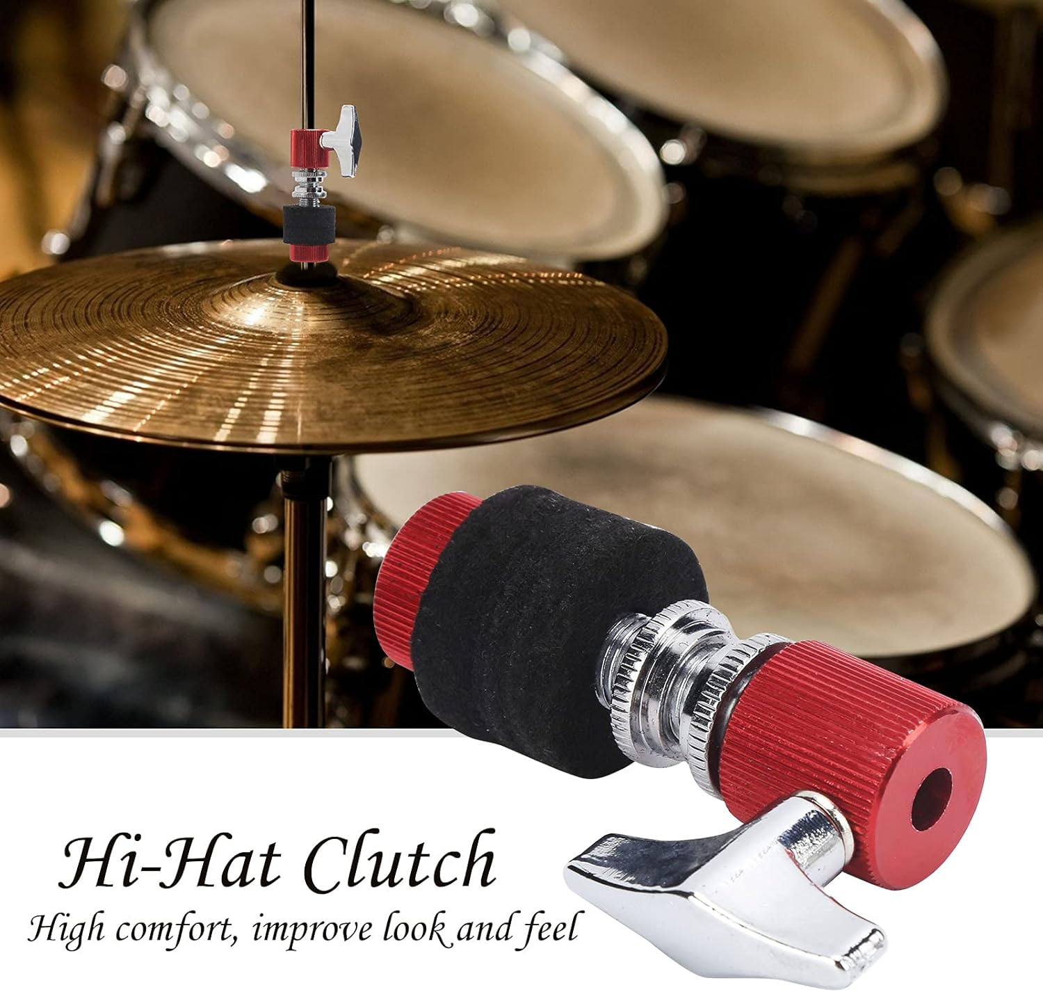 Hi-Hat Clutch, Aluminum Alloy Hi Hat Clutch Drum Clutch Standard Jazz Drum Percussion Instrument Parts & Accessories for General Purpose Professional (Red) image number 1