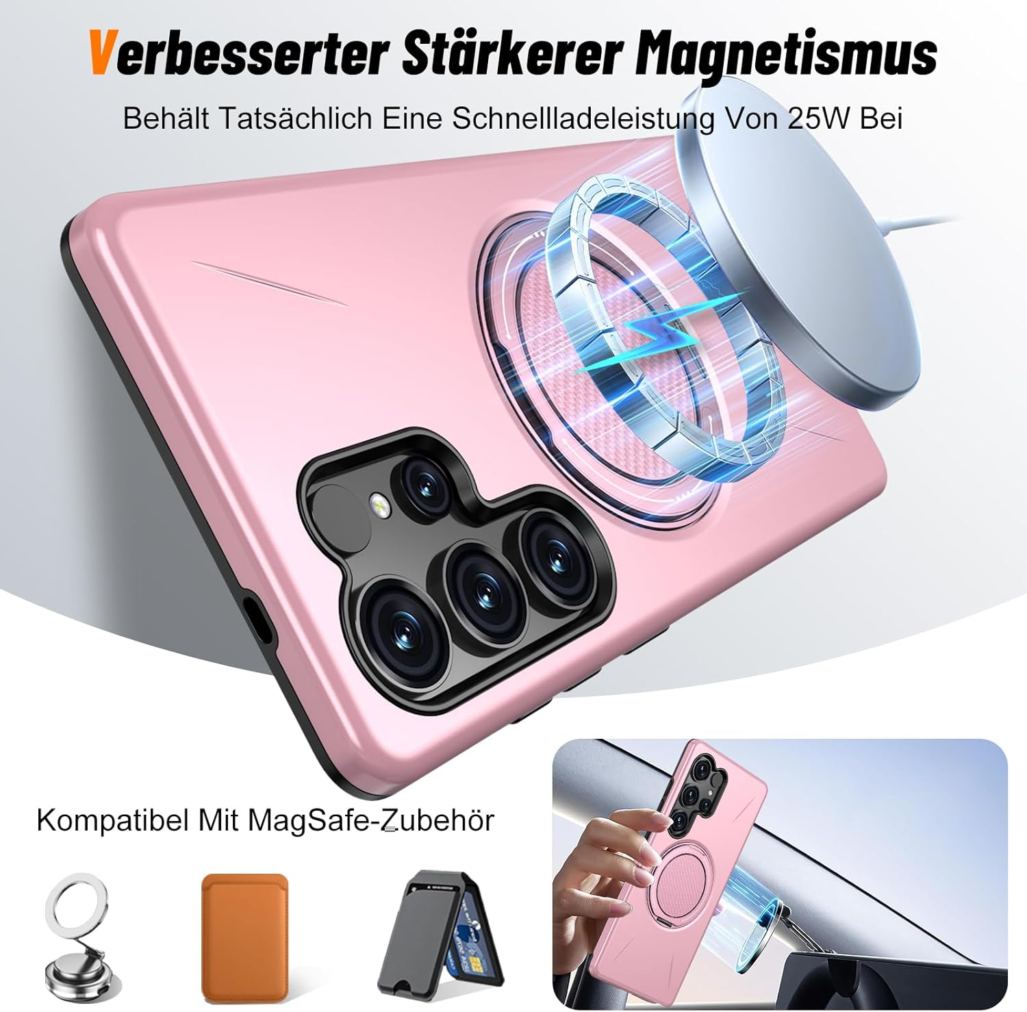 Vanki Case for Samsung Galaxy S25 Ultra Compatible with Mag-Safe Samsung S25 Ultra Mobile Phone Case Magnetic with 360 Degree Ring Stand S25U Protective Case Made of Flexible TPU and PC Double - Blue image number 7