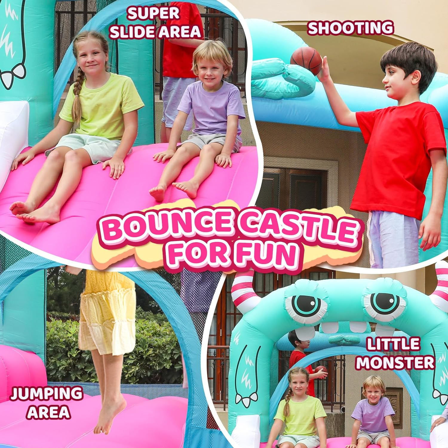 Inflatable Bounce House for Kids, Wide Slide & Jumping Inflatable Bouncer - Airmyfun Toddler Bounce House with Blower for Kids 2-12 Use Fun Indoor&Outdoor image number 1