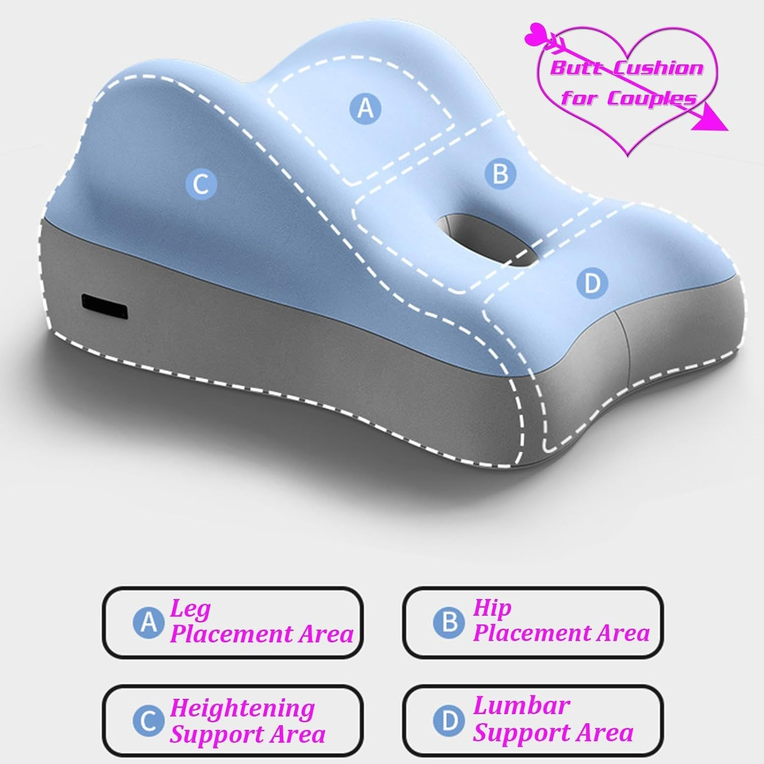 Butt Cushion for Couples, Couples Butt Cushion - Sturdy Design, Low-Profile Design Couple Pillow for Intimacy, Recovers after Impact, Ideal for Sitting and Lying