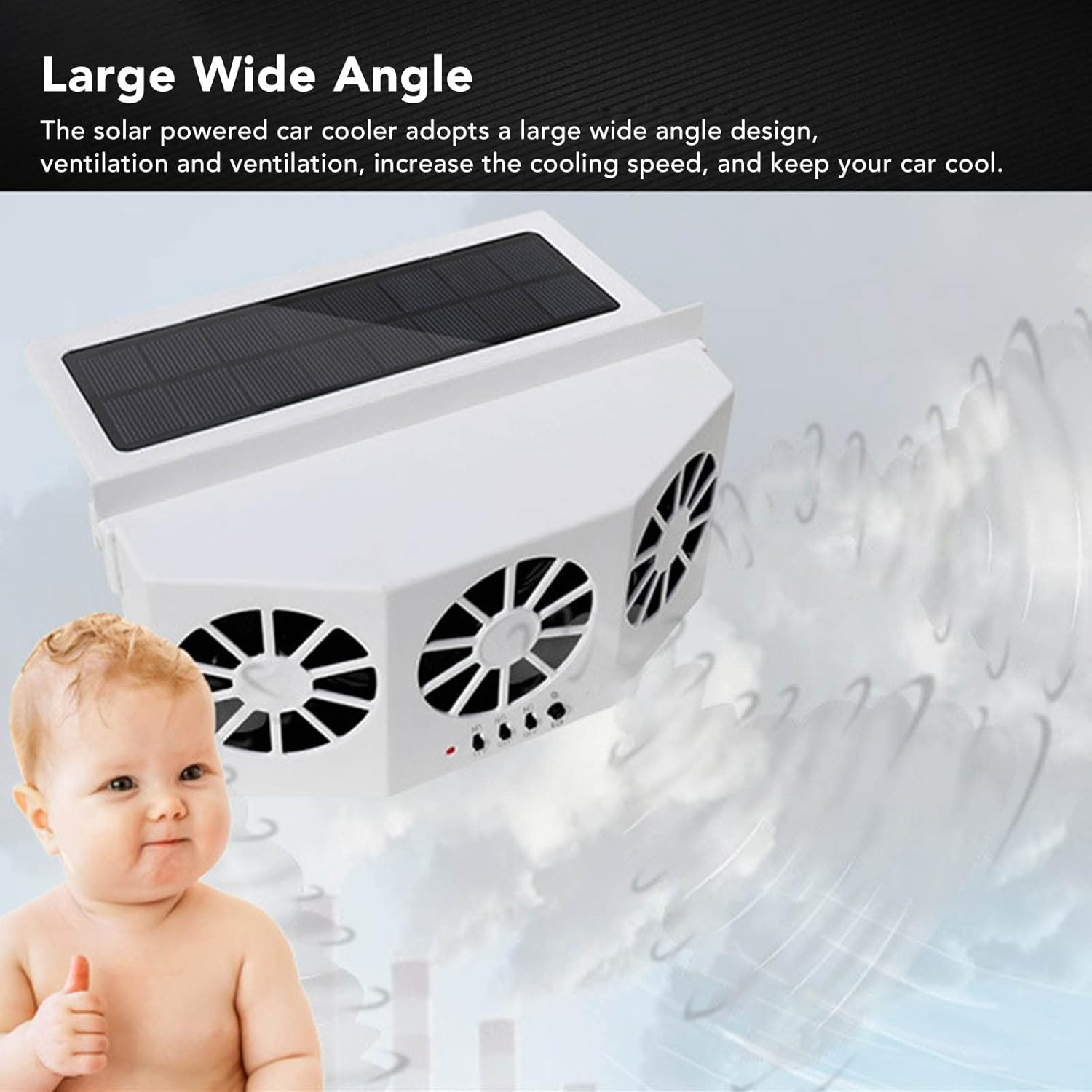 Car Exhaust Fan, Solar Powered Car Ventilator, with Three Air Outlet, Car Radiator Cooling Fan for Car Cooling Solar Auto Ventilation Fan, Eliminate the Peculiar Smell inside the Car image number 4