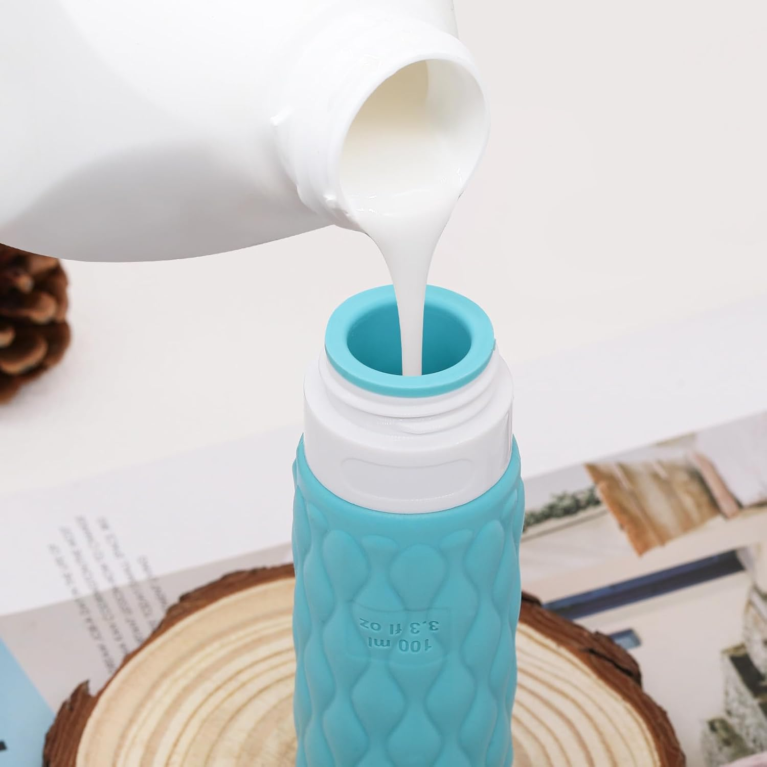 4 Pack Travel Bottles for Toiletries with Labels, 100 Ml Silicone Travel Bottles Set with Clear Zipper Toiletry Bag, Leakproof Refillable Squeeze Travel Size Containers for Shampoo Conditioner image number 4