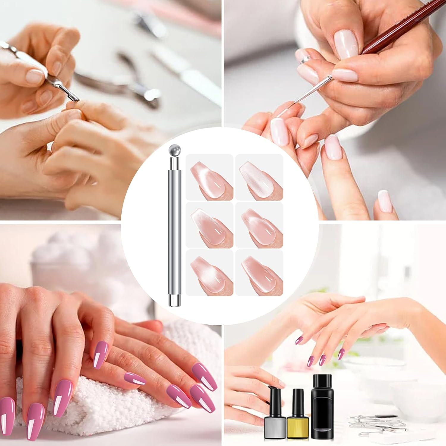 Nail Magnet | Kitten Eye Nail Craft Magnet with 2 Tips | Ergonomic Grip Multi-Functional Beauty Accessories for Gathering Salon Studio Dating Fingernails Polish image number 6