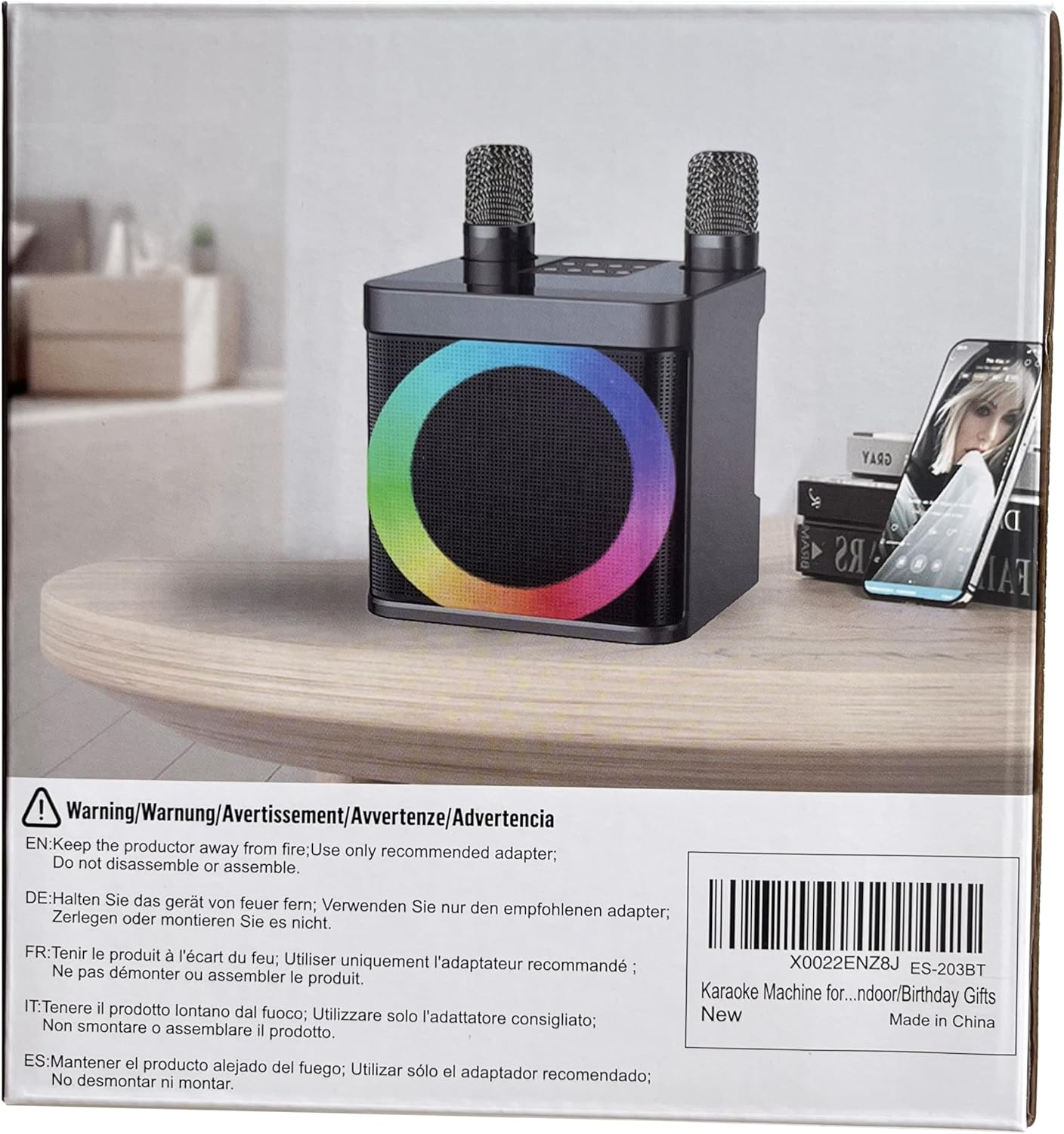 Karaoke Machine for Adults and Kids with 2 UHF Wireless Microphones,Portable Bluetooth Speaker PA Speaker System with LED Party Lights for Home Party, Picnic,Car,Outdoor/Indoor/Birthday Gifts image number 6