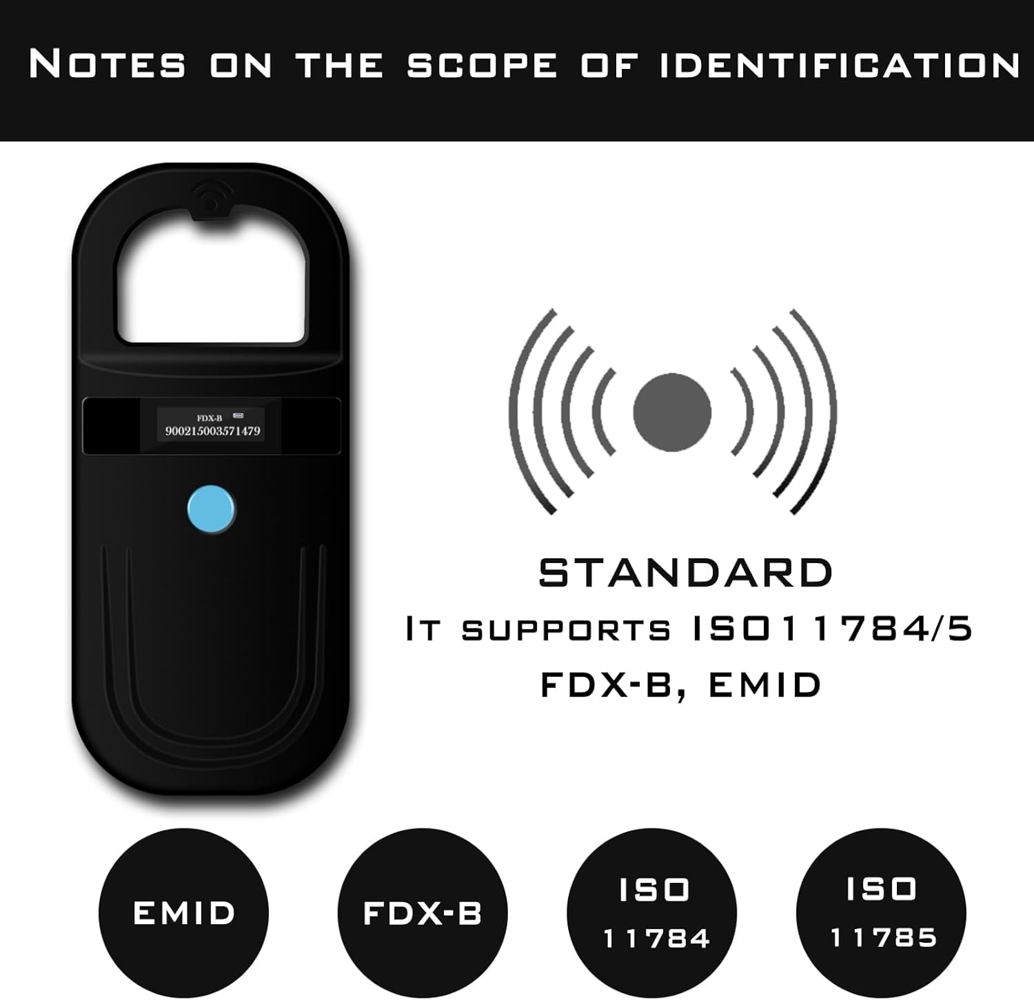 Smoostart Microchip Scanner, ISO11784/85/FDX-B/EMID 128 Records Data Storage Upload to PC, Pet Microchip Scanner Reader for Dog/Pet/Cat/Pig/Animal (SMOO01 Black) - Multifunction Bluetooth Microchip Scanner Black 01 image number 3