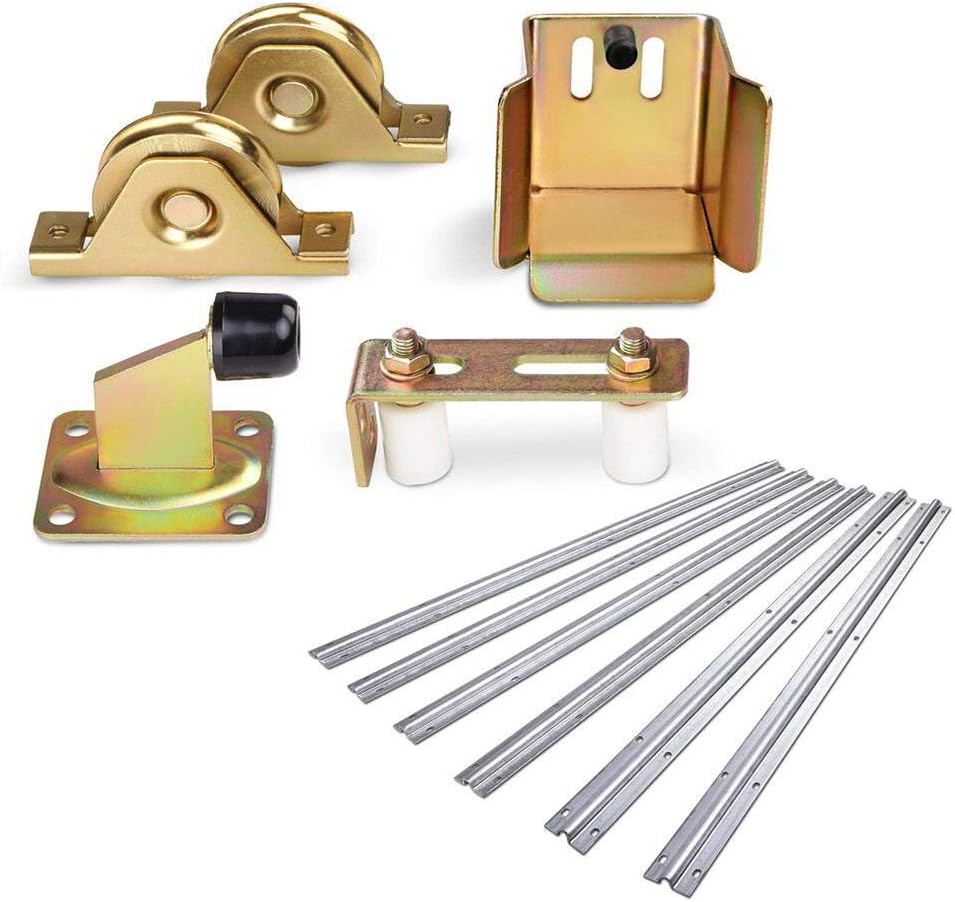 Sliding Gate Opener, Electric Home Security Door Lock, Gear Hardware Kit Galvanised Ground Track Stopper Bearing Wheels Guide Bracket with 2 Nylon Rollers image number 5