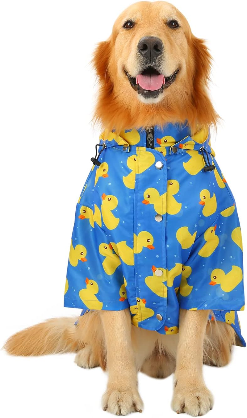HDE Dog Raincoat Double Layer Zip Rain Jacket with Hood for Small to Large Dogs Ducks Blue - 2XL image number 6