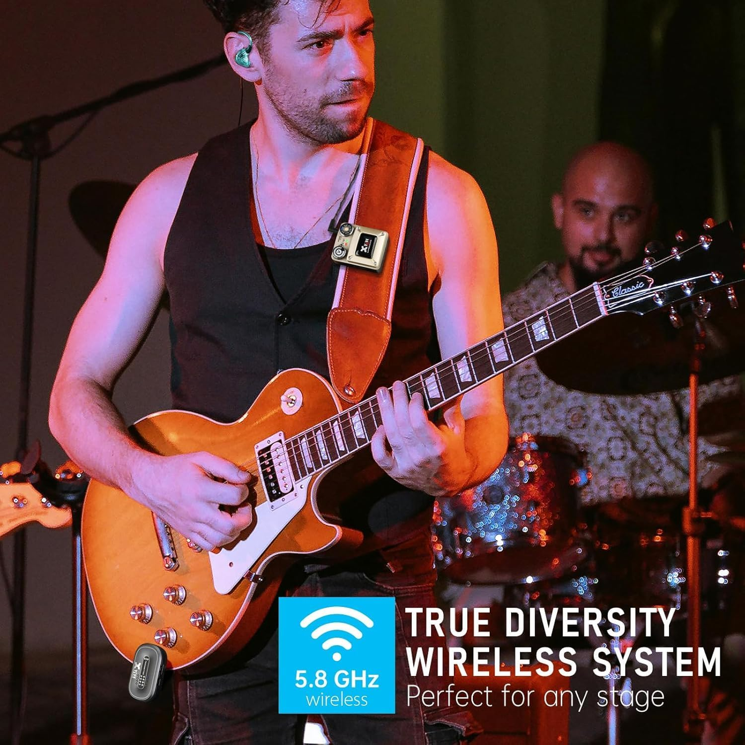 Xvive U45R4 Wireless in Ear Monitor System 5.8Ghz IEM System 1 Transmitter and 4 Bodypack Receiver for Studio, Band Rehearsal, Live Performance, Channel Scan Mode