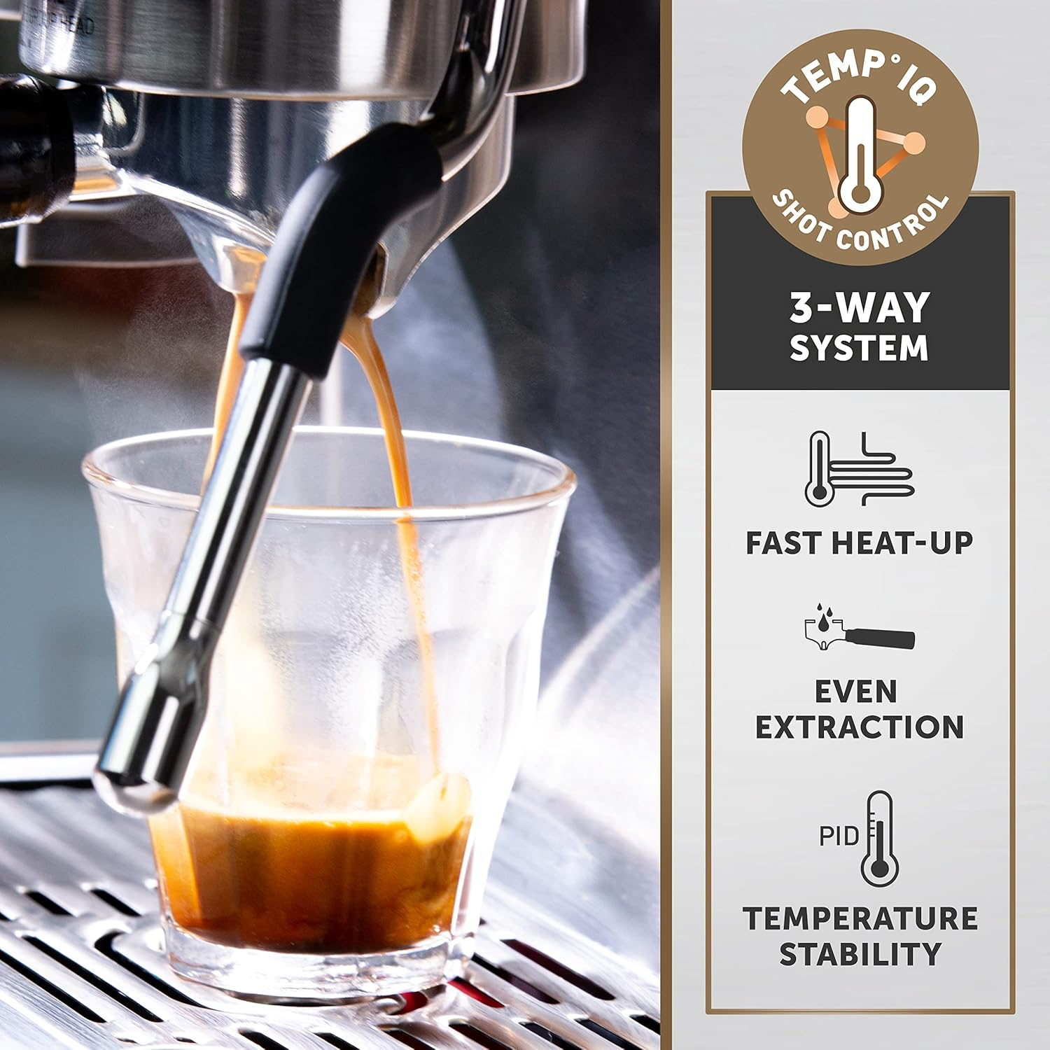 Sunbeam Barista Max Coffee Machine | Manual Espresso Machine, Latte & Cappuccino Coffee Maker with Integrated Bean Grinder & Steam Milk Frother, 15 Bar Italian Pump, Silver, EM5300S image number 2