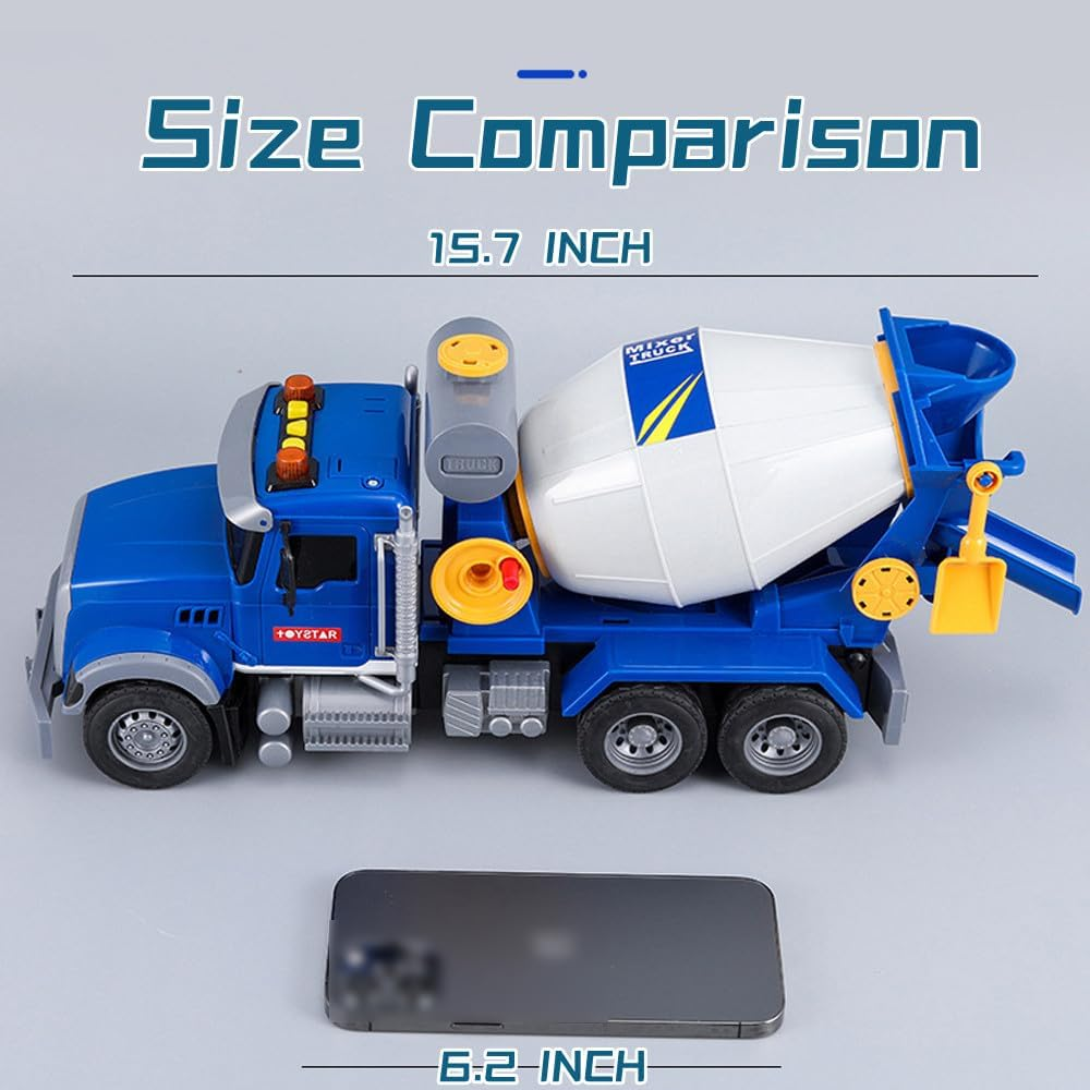 Cement Mixer Toy Truck for Boys,Large Construction Toys with Lights & Sounds,Mixer Car Toy Truck for Age 4-7 image number 4