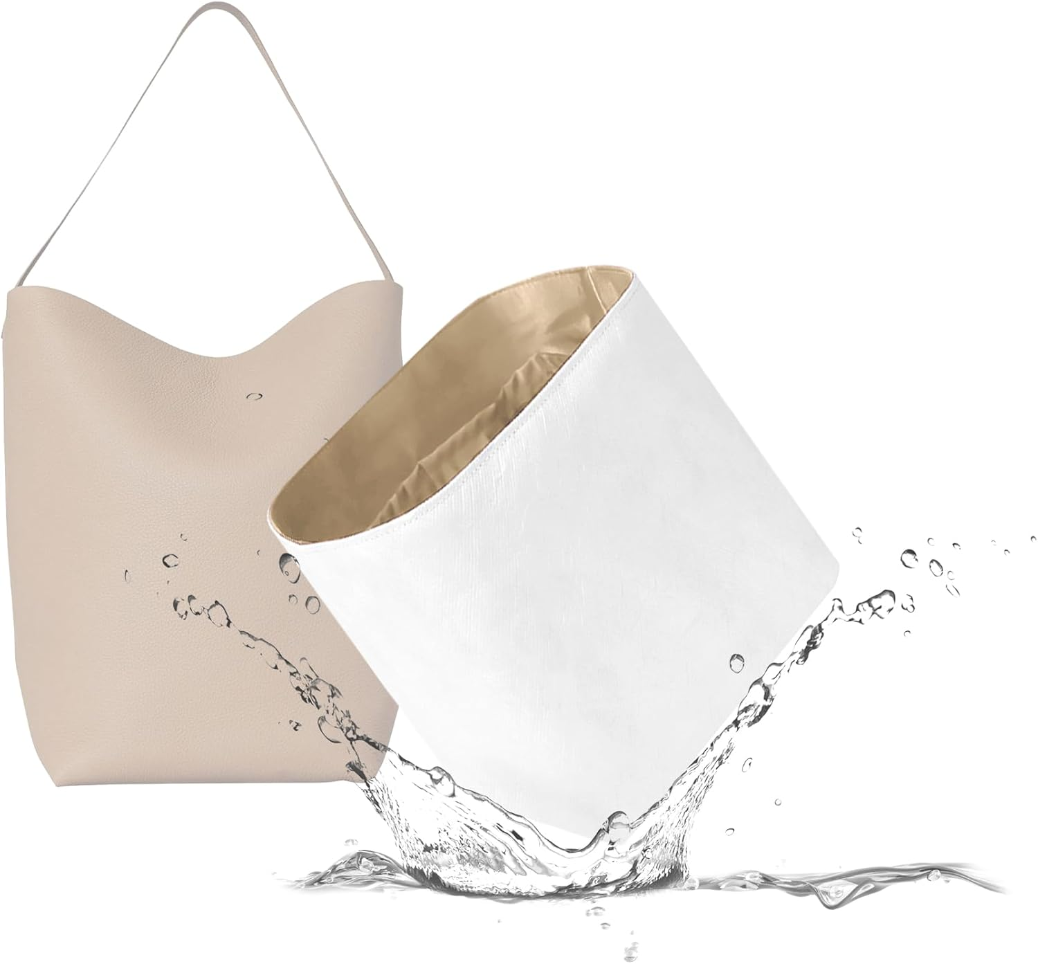 19 Neatthin Lightweight Purse Insert Fit for the Row N/S Parker Tote, Waterproof Dupontpaper Surface and Silky Satin Lining(Medium, Chai)