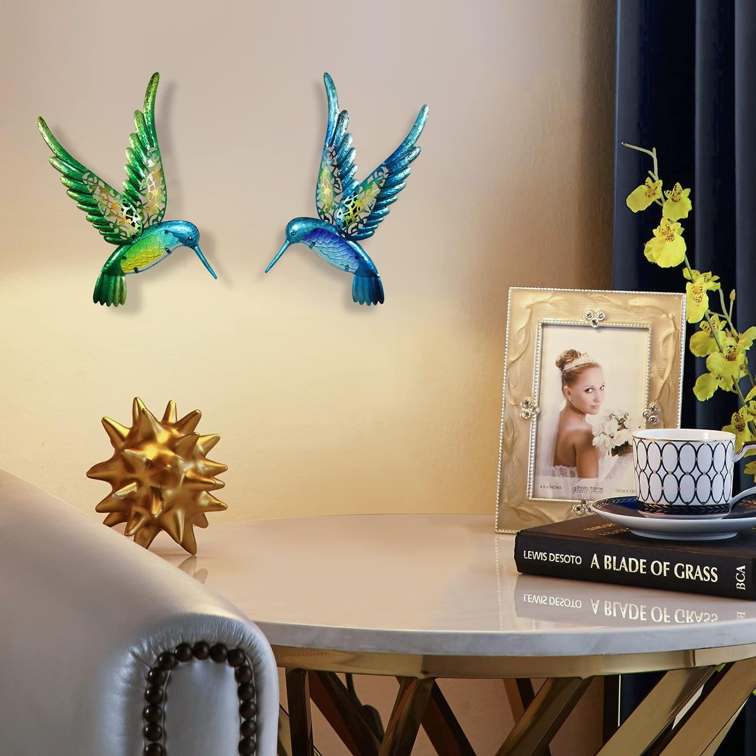 HONGLAND Metal Hummingbird Wall Art 15Inch Metal Birds Wall Sculpture Garden Decoration Outdoor Statue Patio Fence Hanging Plaques 2 Pack image number 1