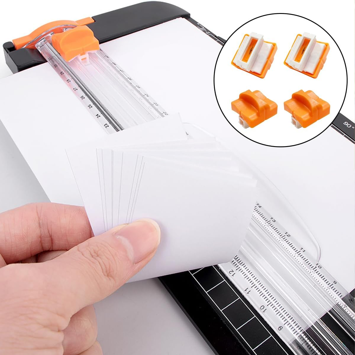 Paper Cutter Replacement Blades, 4 PCS Paper Trimmer Blades for A4 Paper Cutter (Orange)